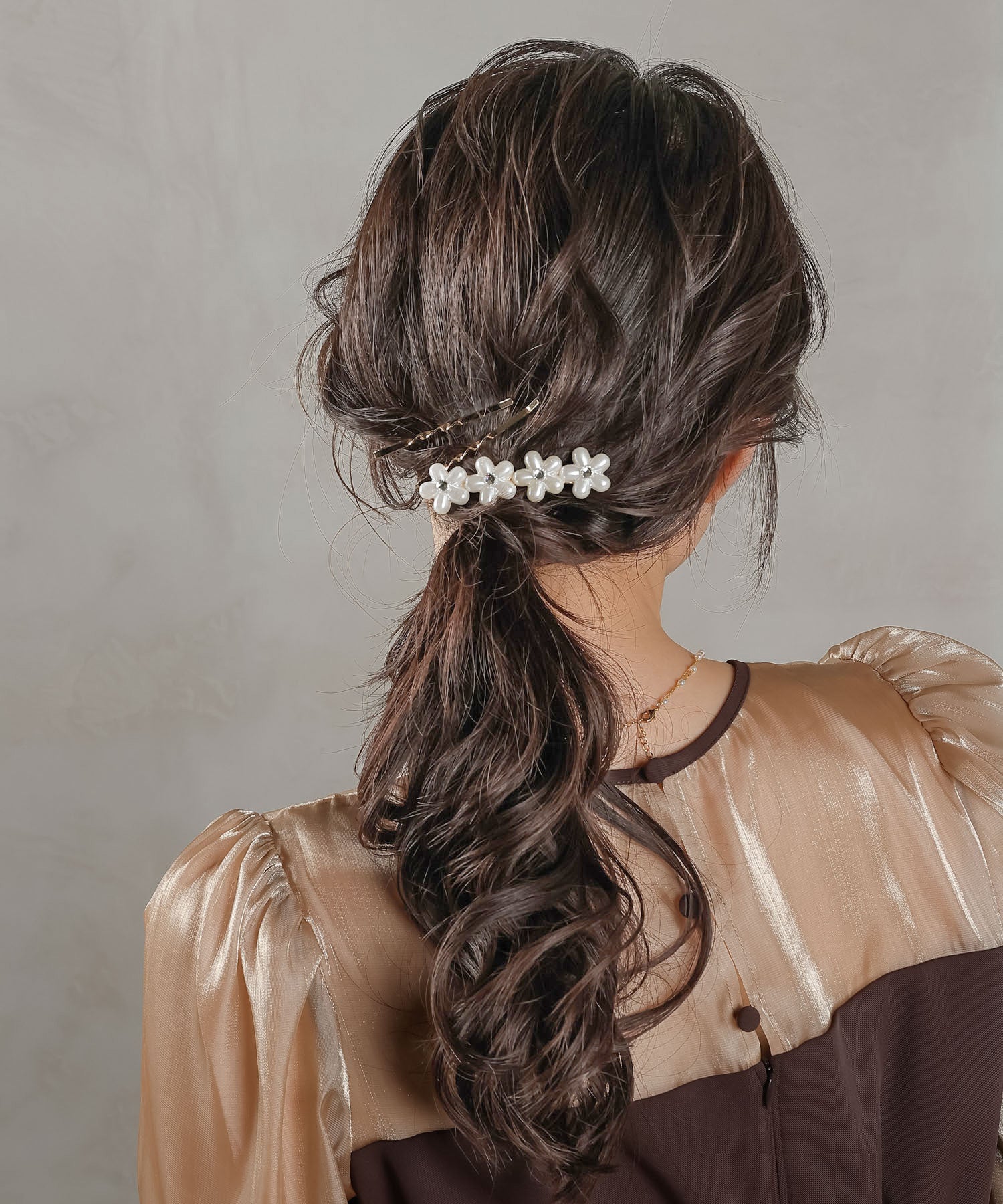 3点セットビジュー パール キラキラ フラワー 大きめ ヘアピン ヘアクリップ