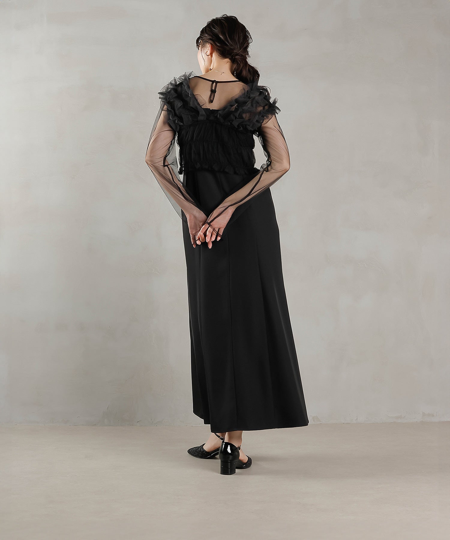 チュール フリル ベスト シアー トップス ワンピース 3点セット