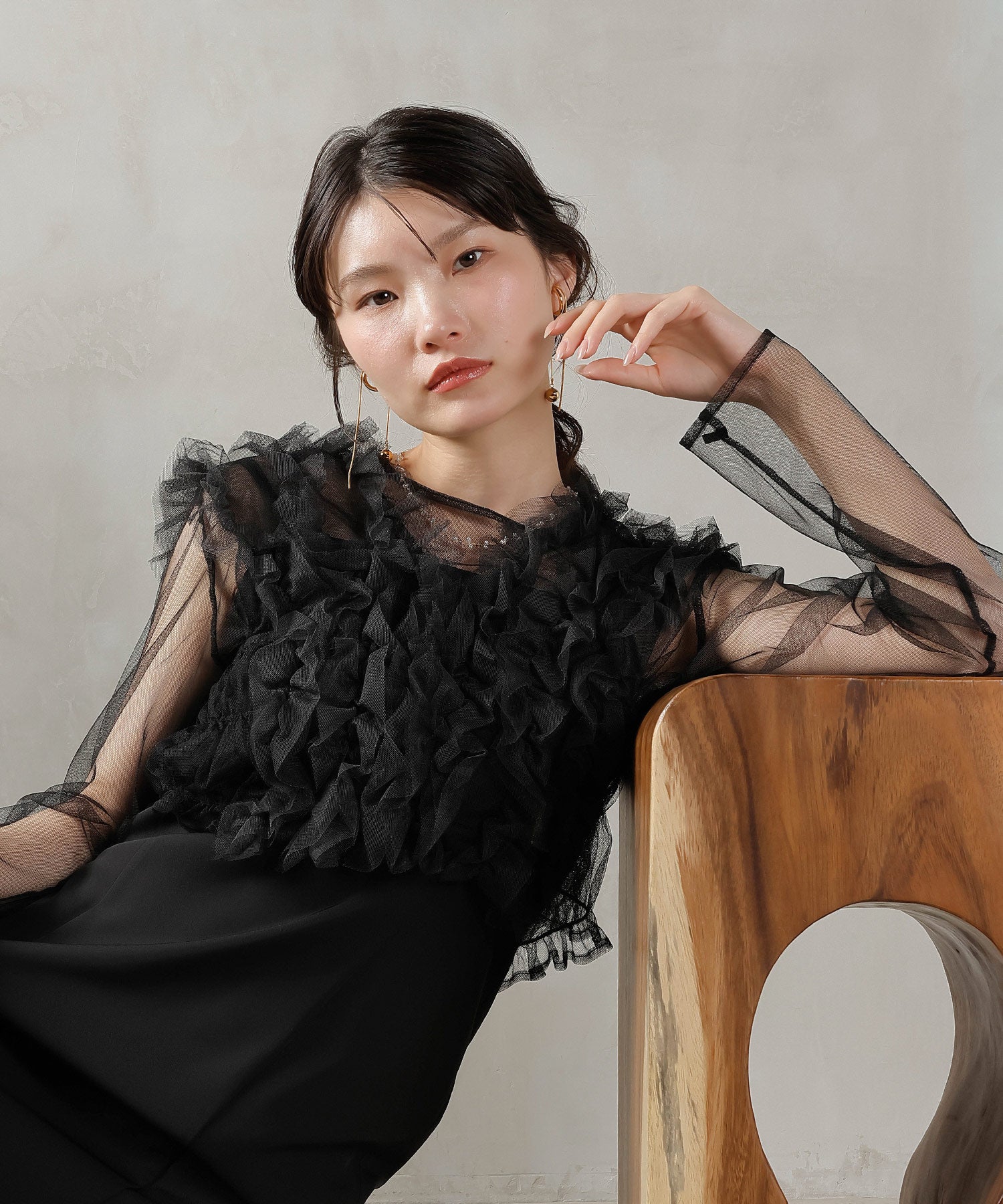 チュール フリル ベスト シアー トップス ワンピース 3点セット