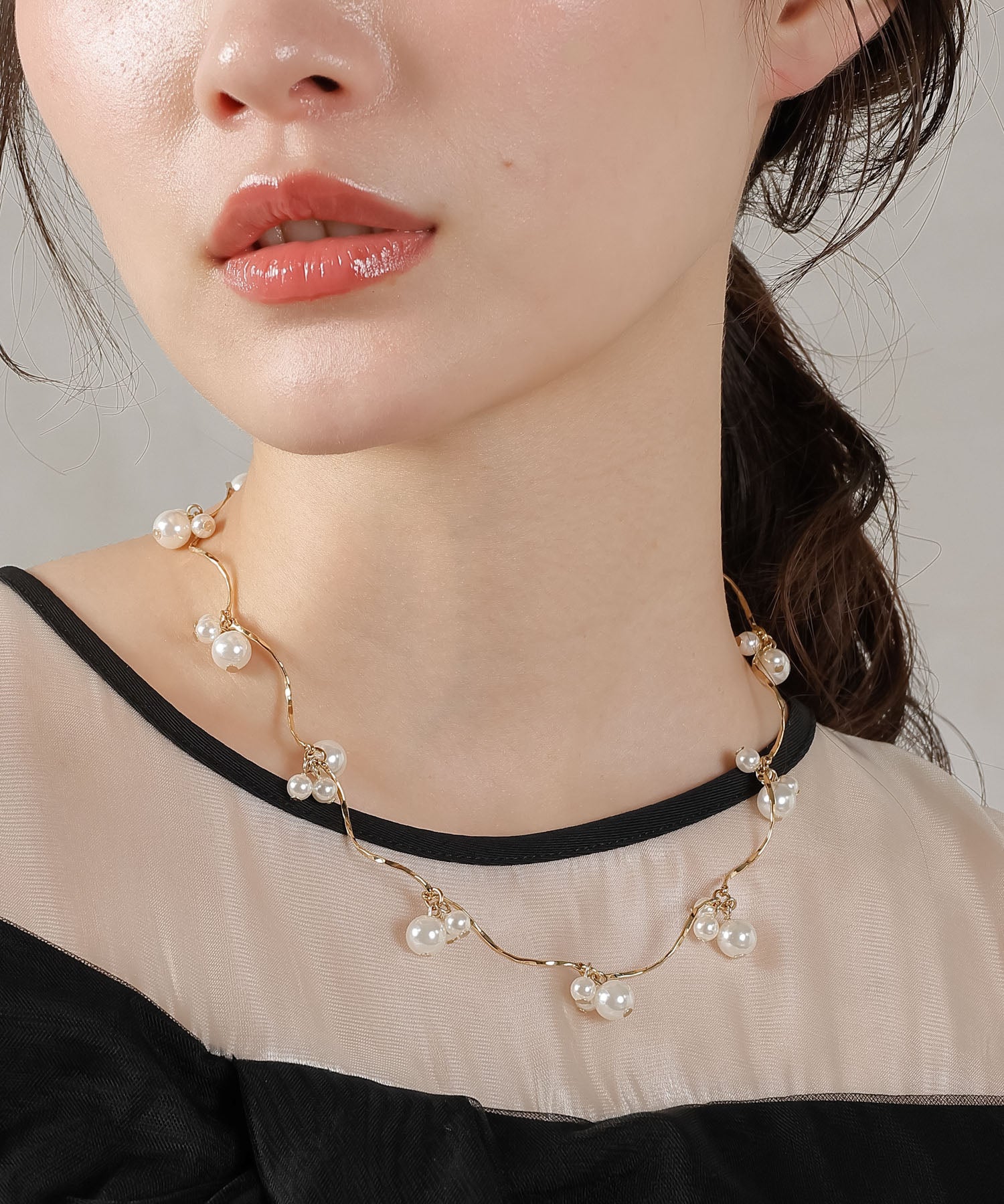 パールポイント ウェーブ ネックレス