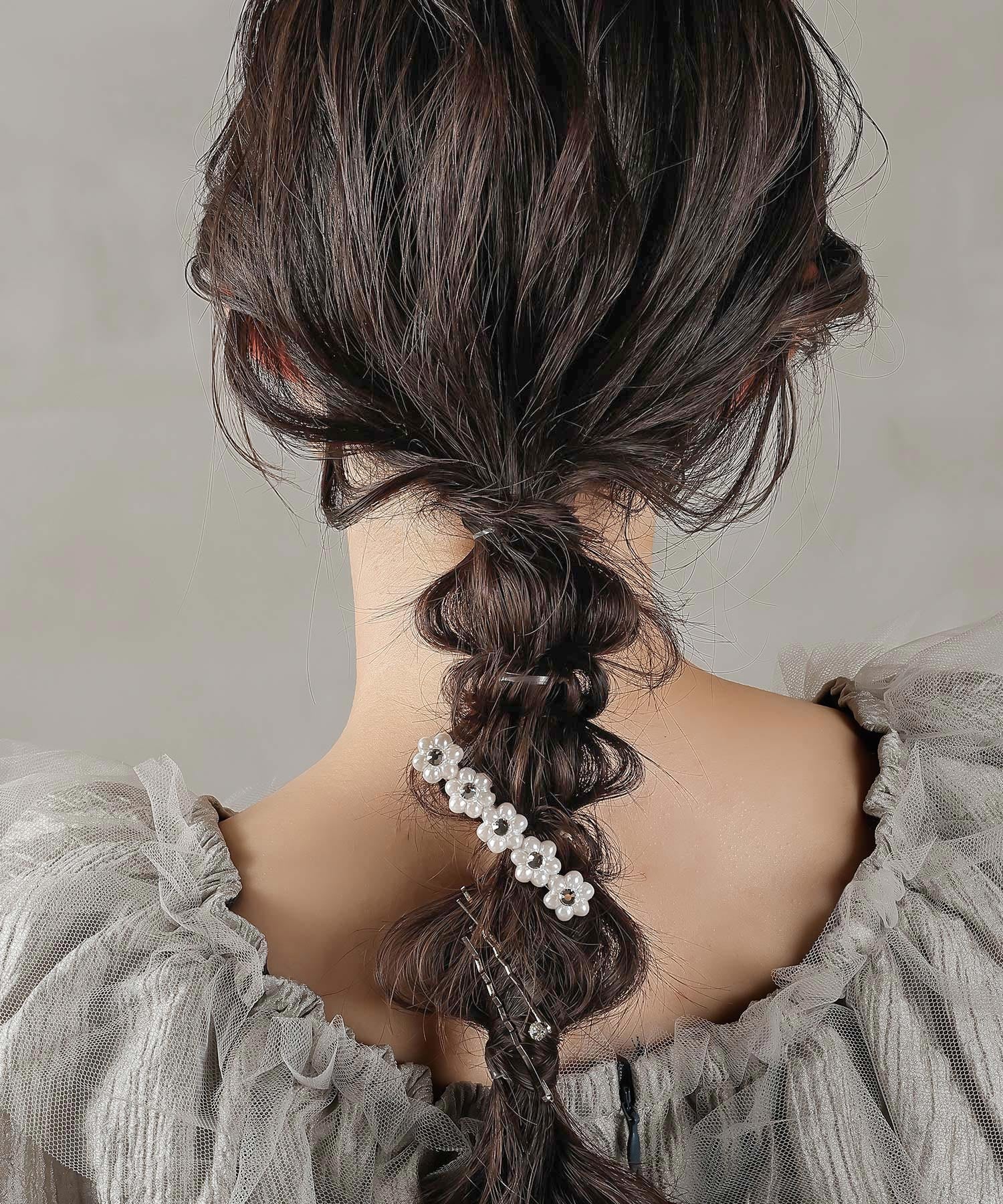 3点セット ビジュー パール キラキラ フラワー ヘアピン ヘアクリップ セット
