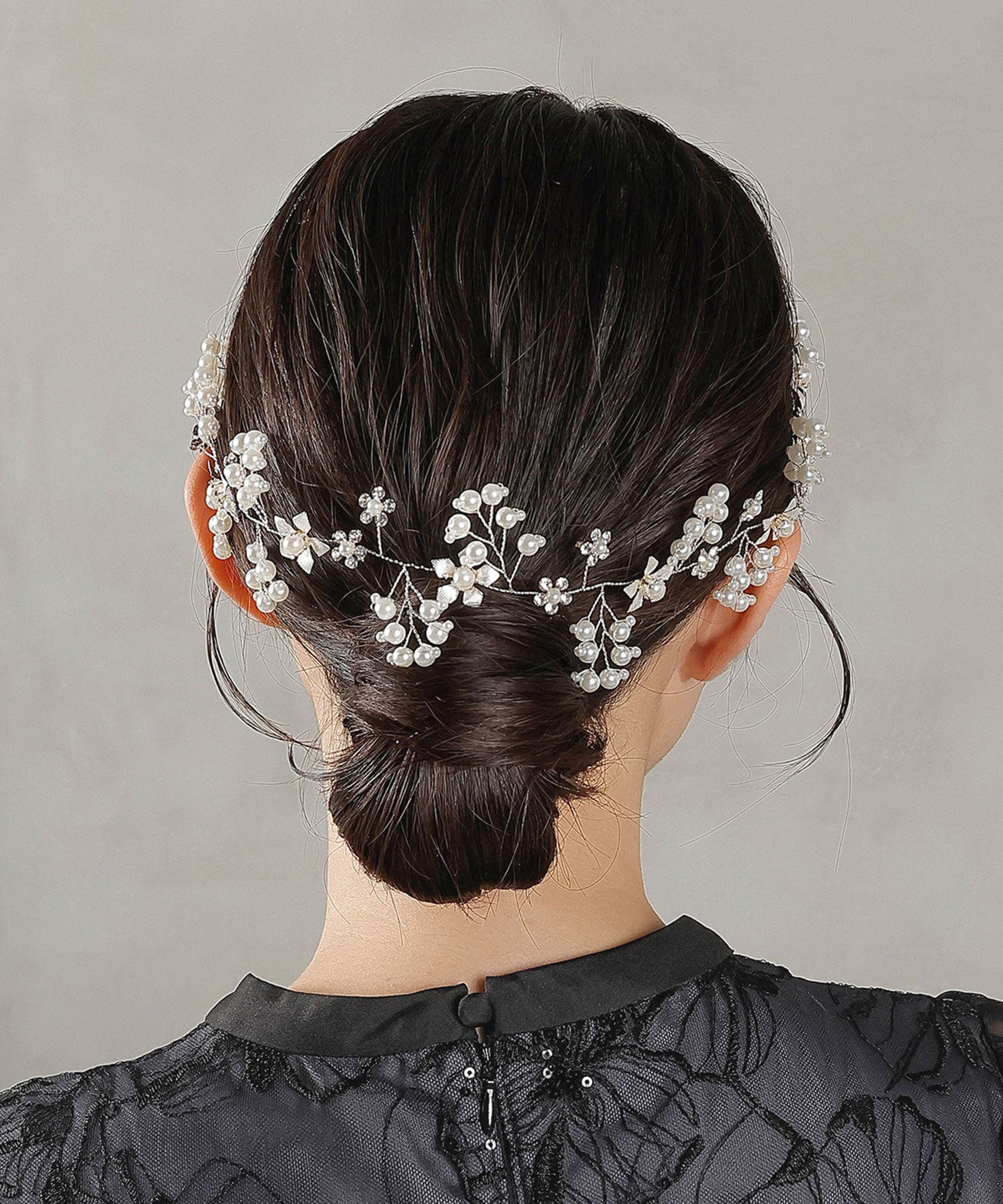 パール ビジュー フラワー リーフ ヘッドドレス ヘアアクセサリー