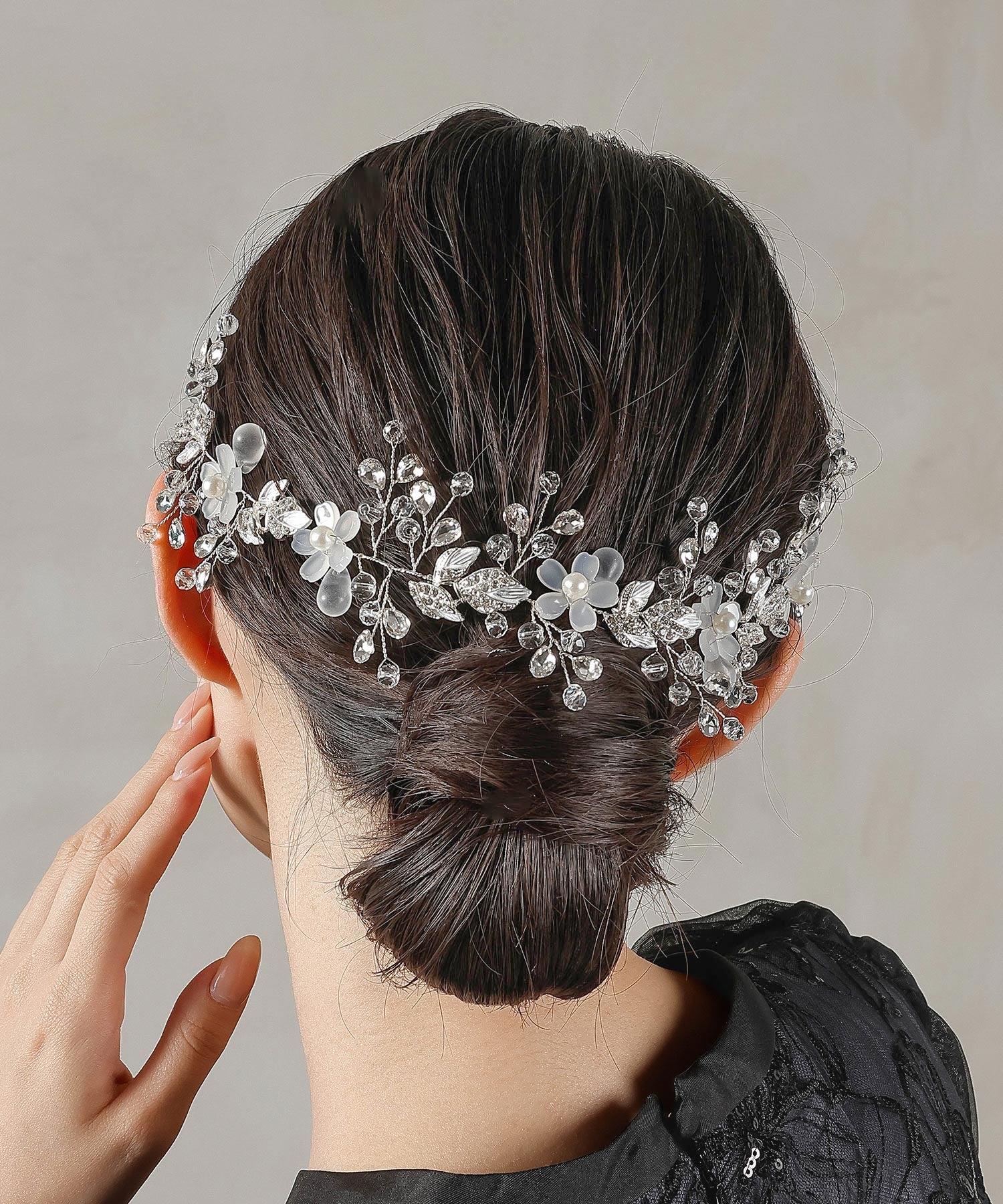 クリア フラワー ビジュー パール ヘッドドレス ヘアアクセサリー
