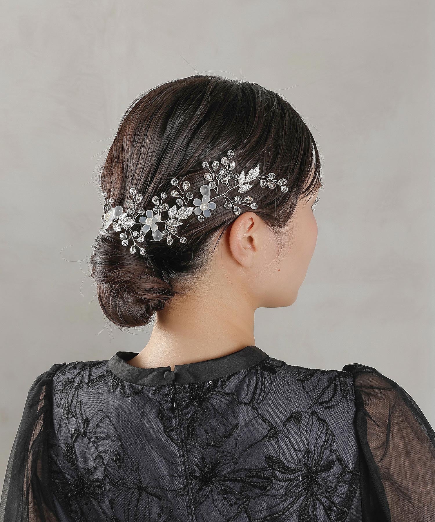 クリア フラワー ビジュー パール ヘッドドレス ヘアアクセサリー