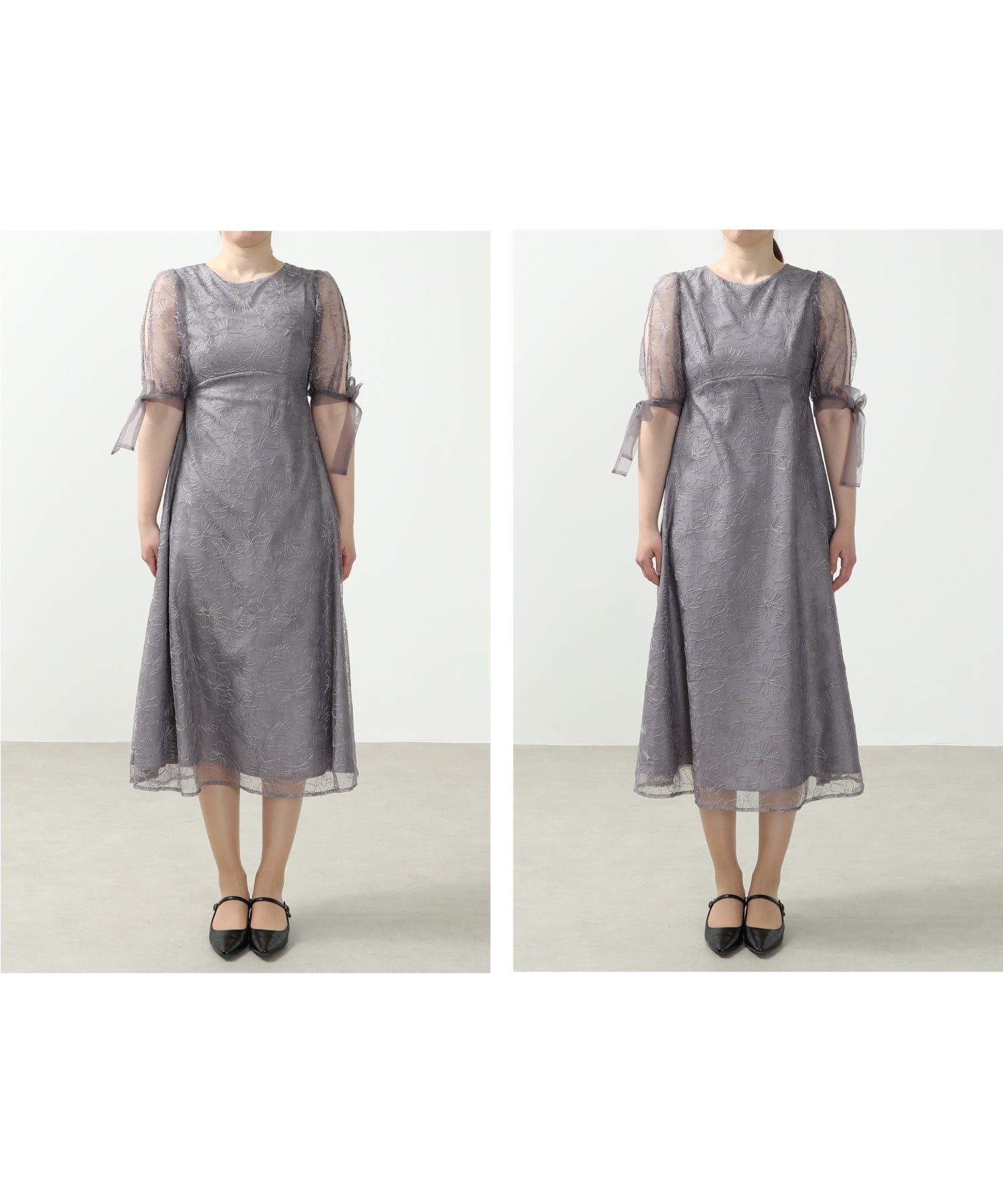 身長170cm / ヒール高4cm / 普段着サイズ L
着用サイズ/ 左M / 右L