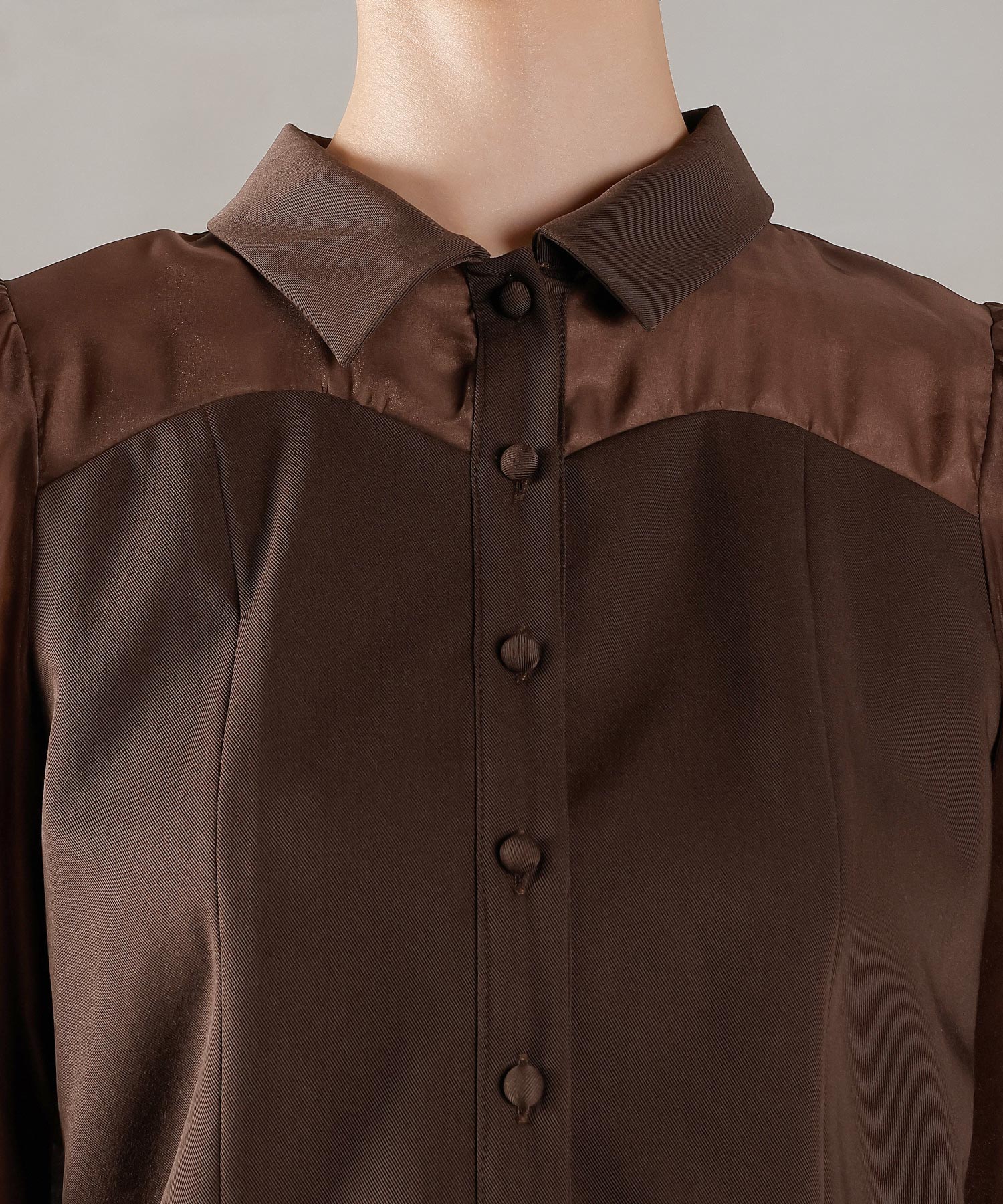 襟付きシャツトップス テーパードパンツドレス セットアップ