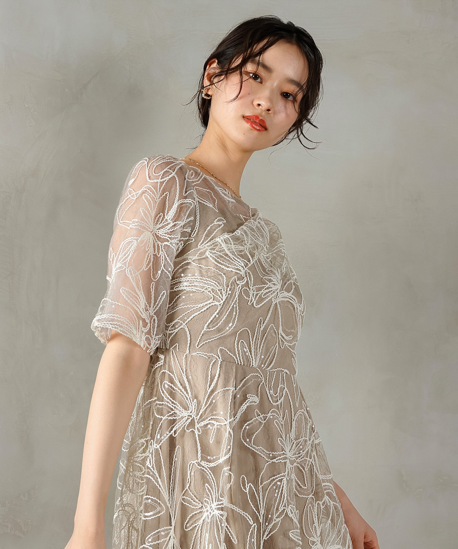 花柄 シャイニースパンコール パーティー ドレス