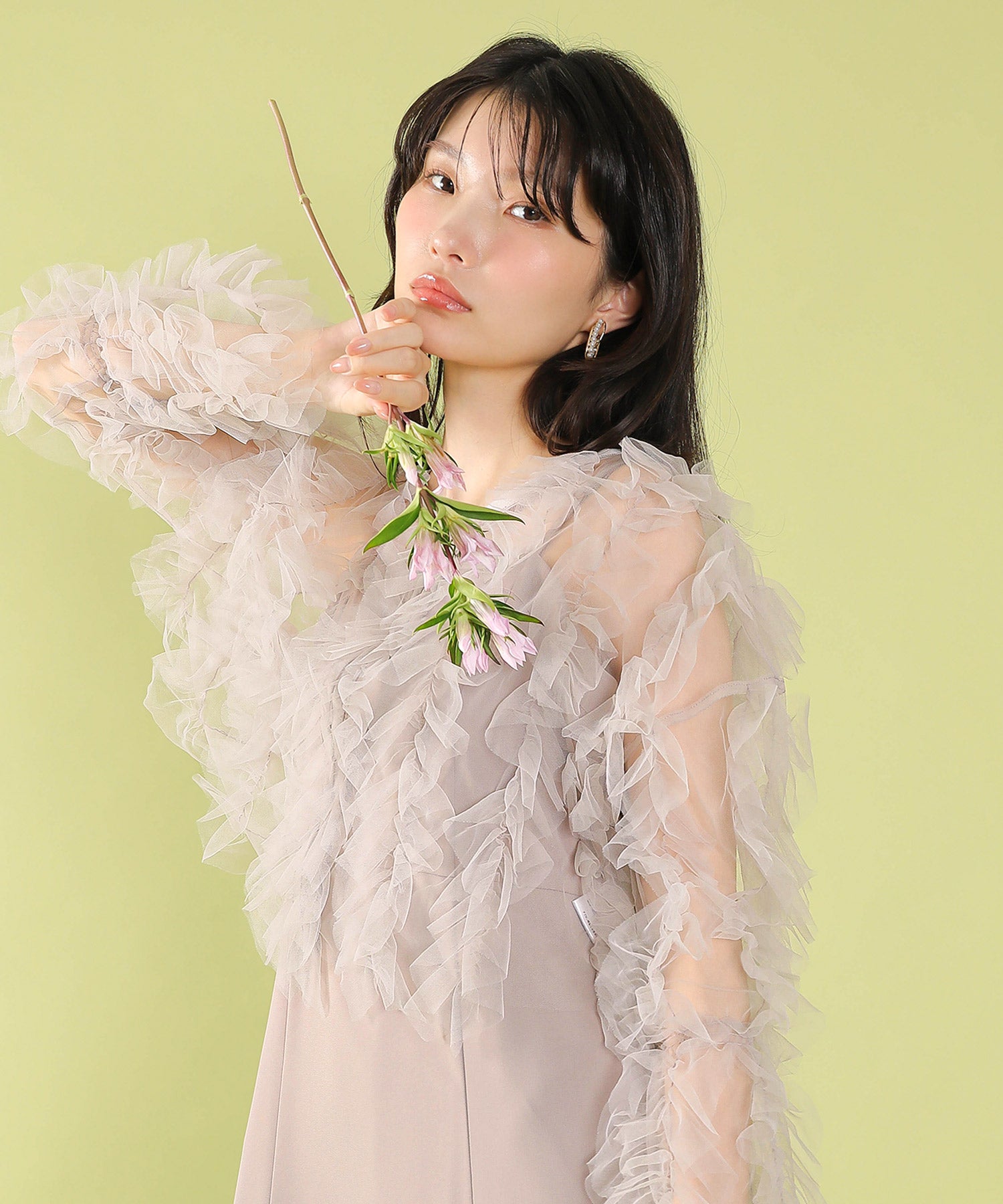 チュールフリル ギャザー ボレロ トップス