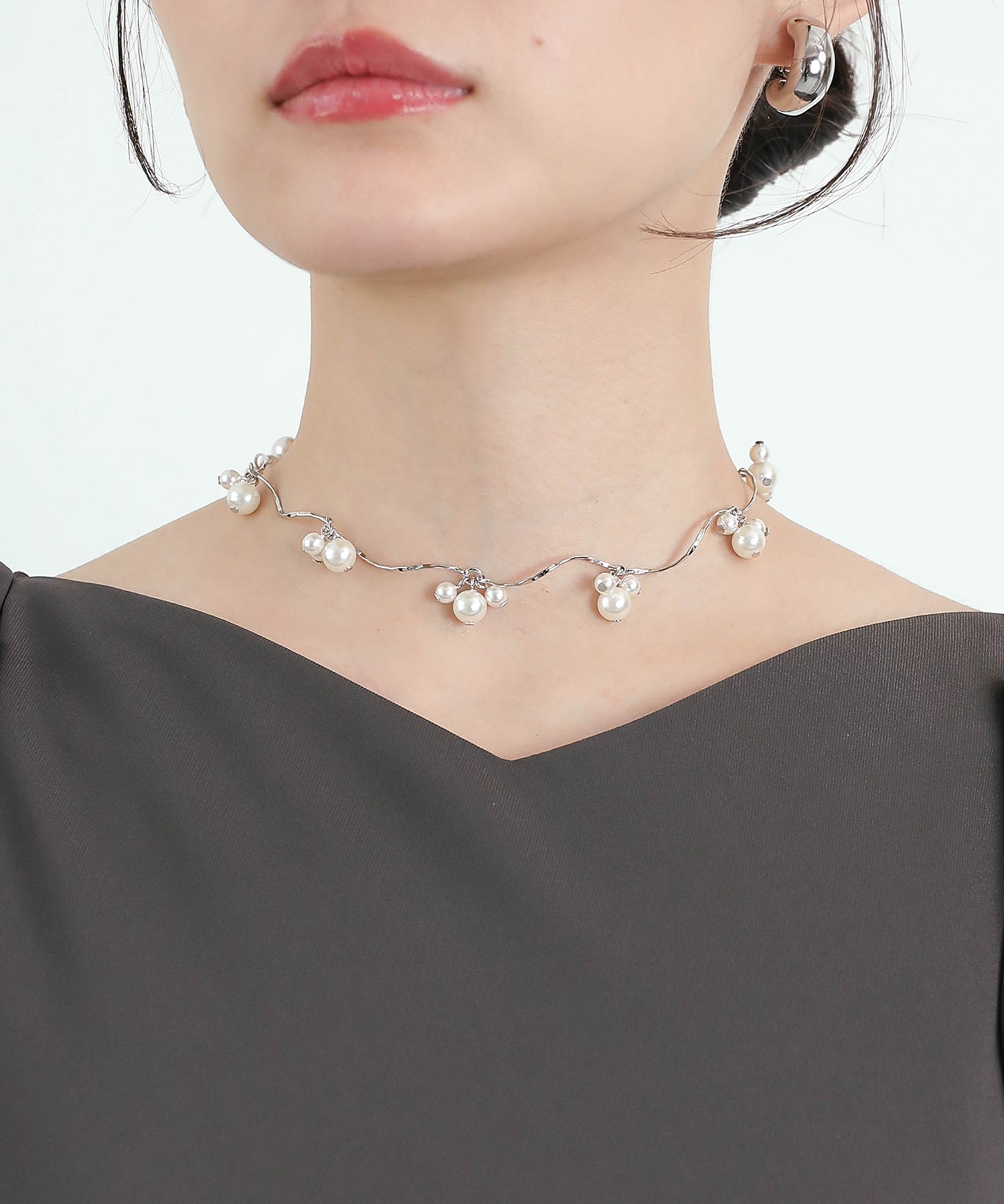 パールポイント ウェーブ ネックレス