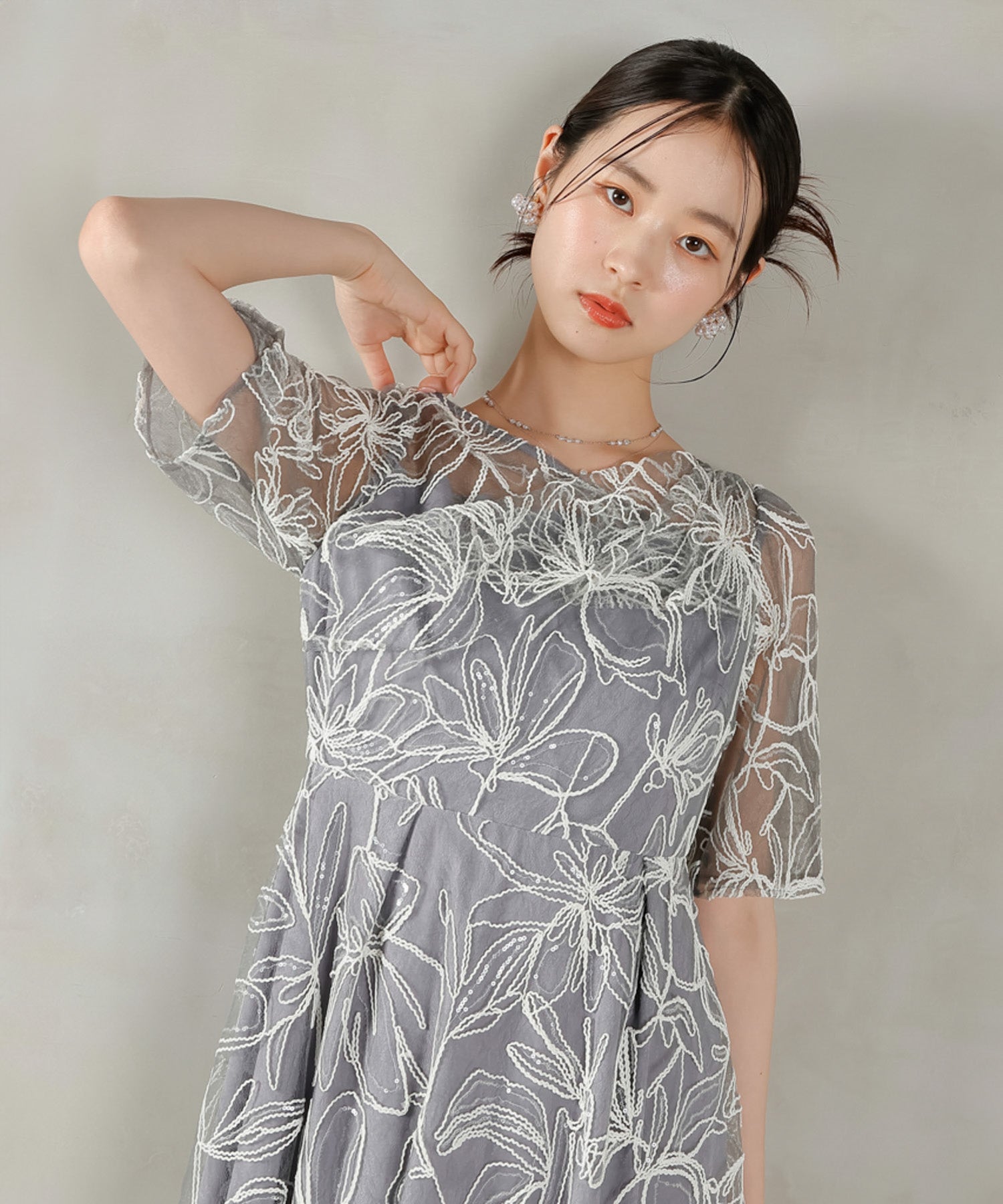 花柄 シャイニースパンコール パーティー ドレス