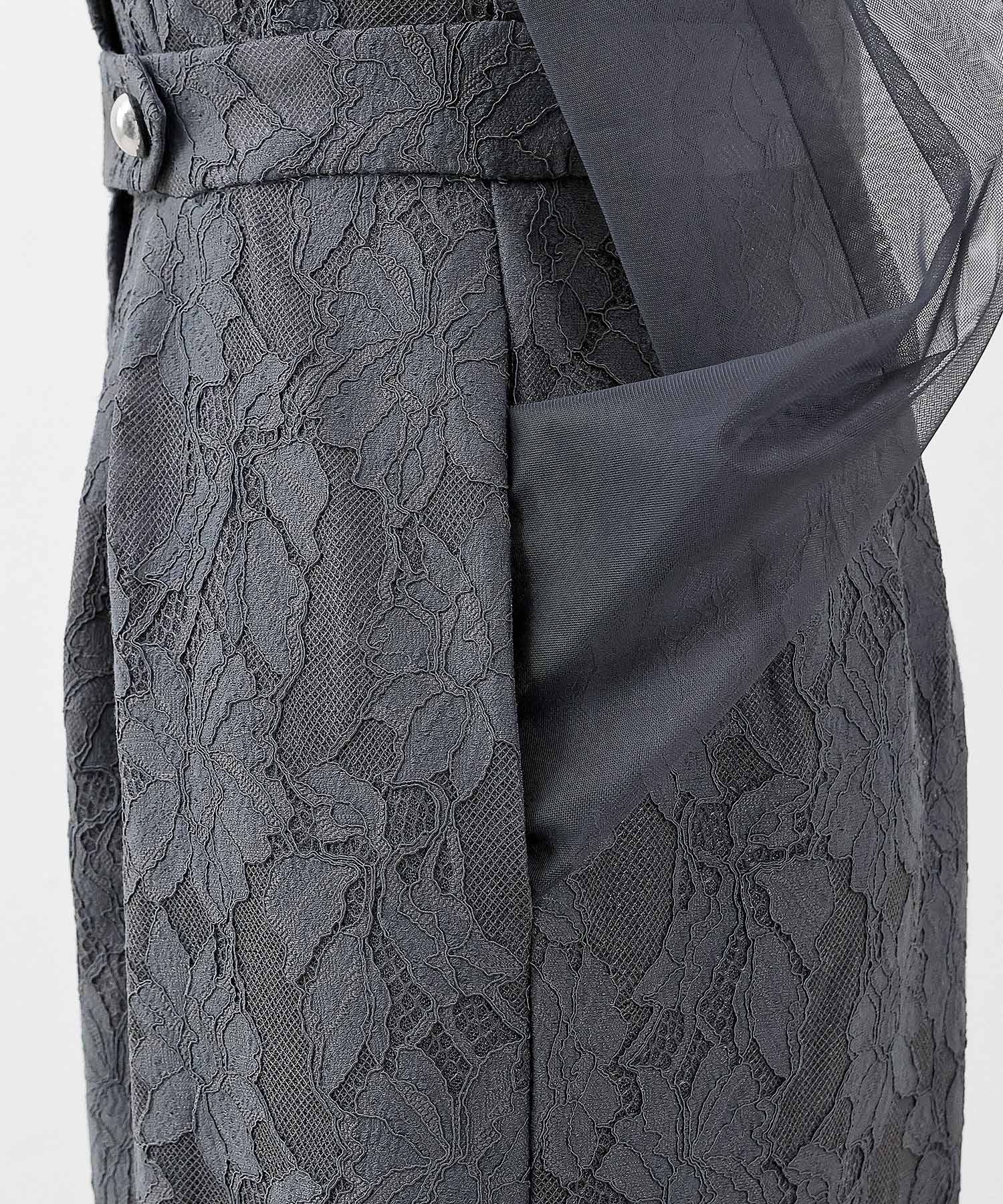 ボンディングレース オールインワン パンツドレス シアートップス 2点セット