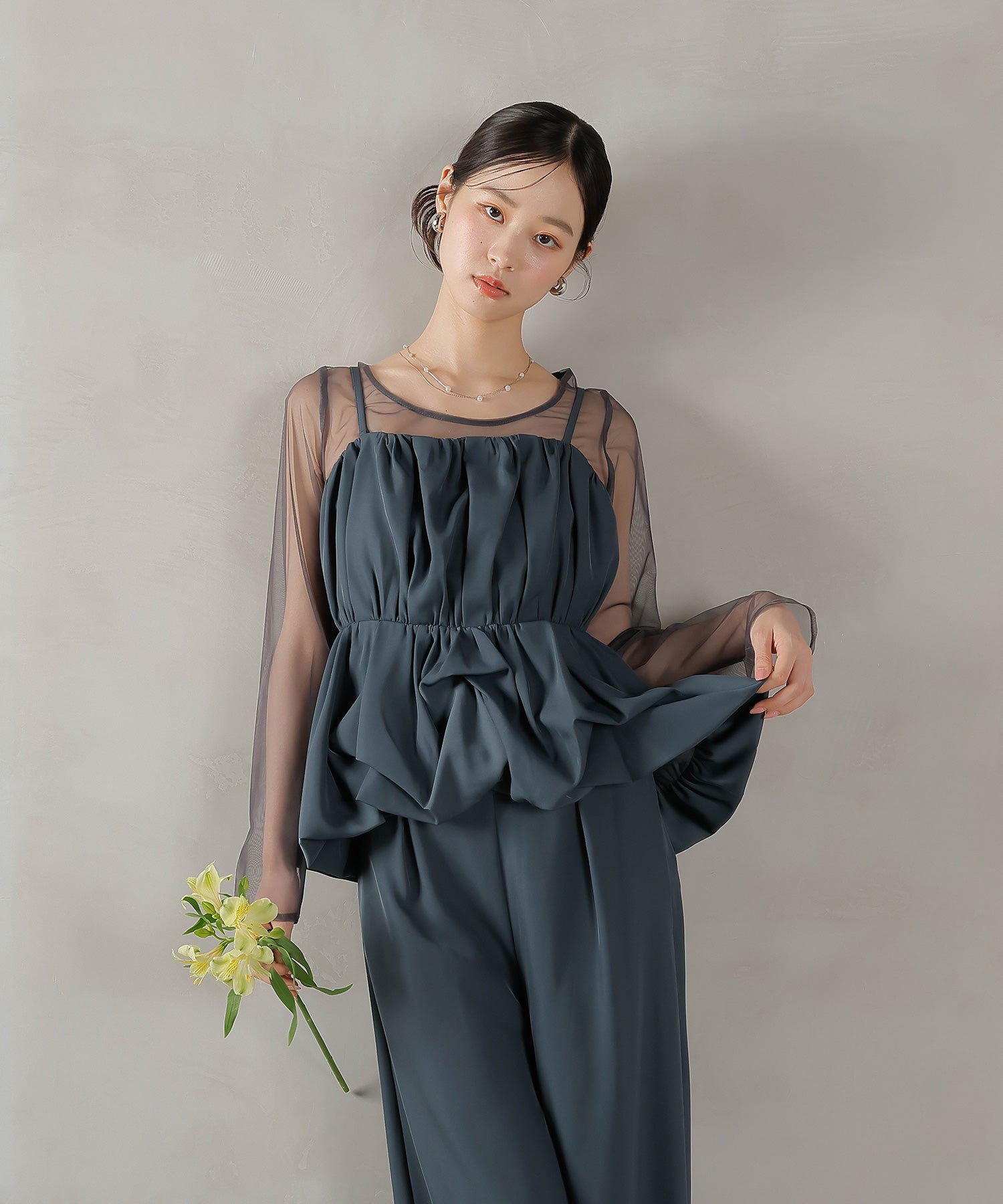 レーストップス キャミビスチェ パンツドレス 3点セット 結婚式