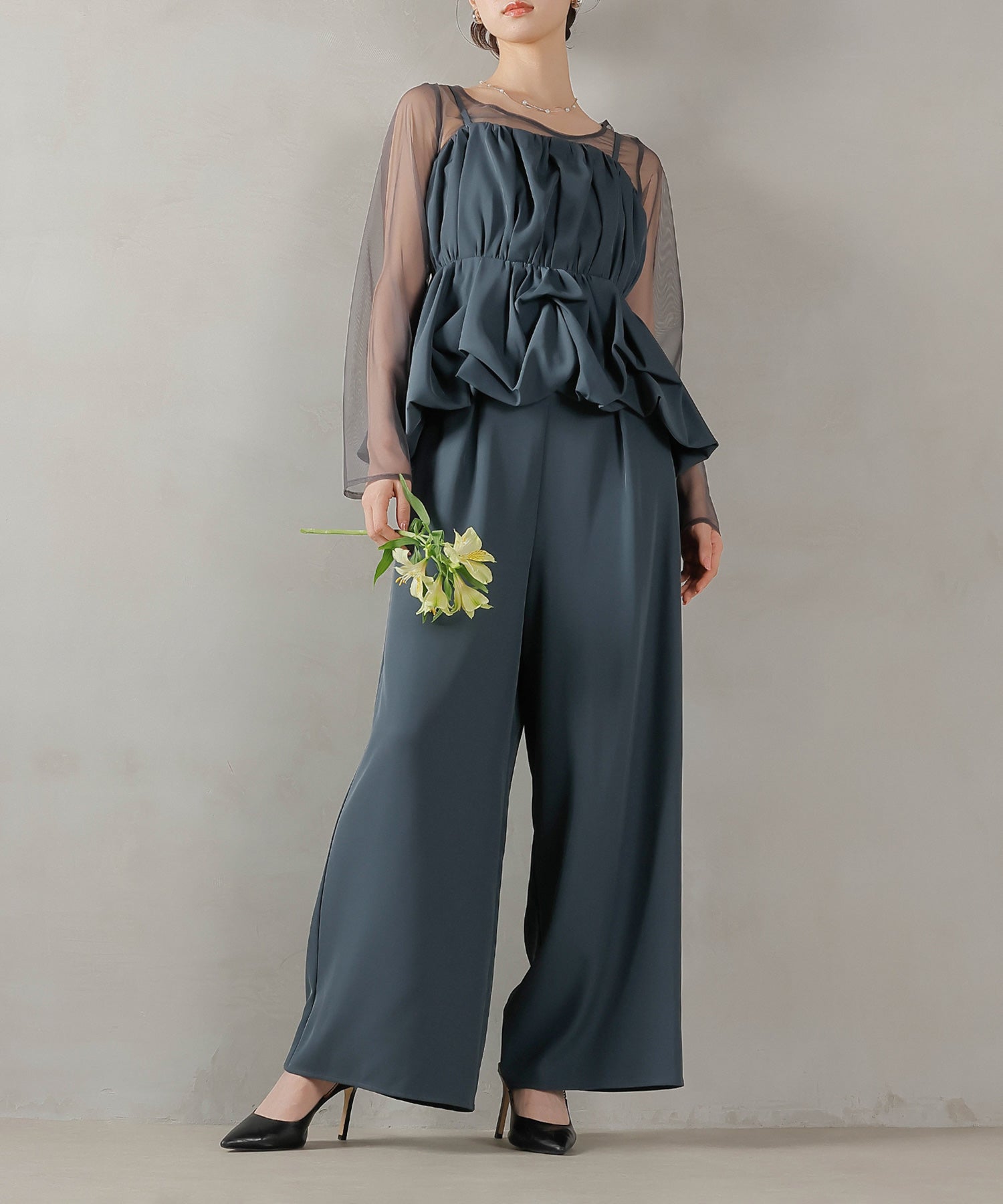 レーストップス キャミビスチェ パンツドレス 3点セット 結婚式