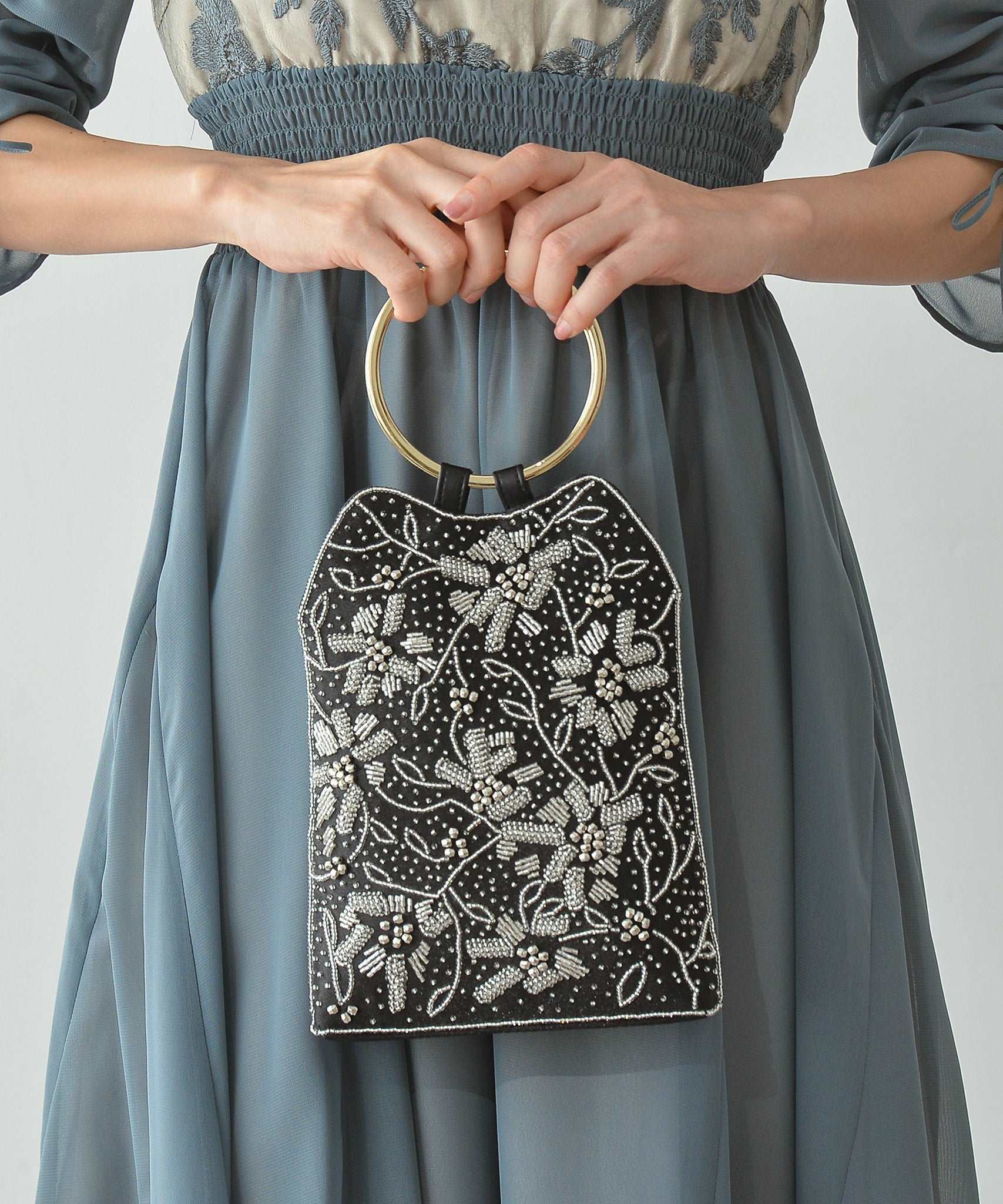 2WAY リング ハンドル ビジュー バッグ