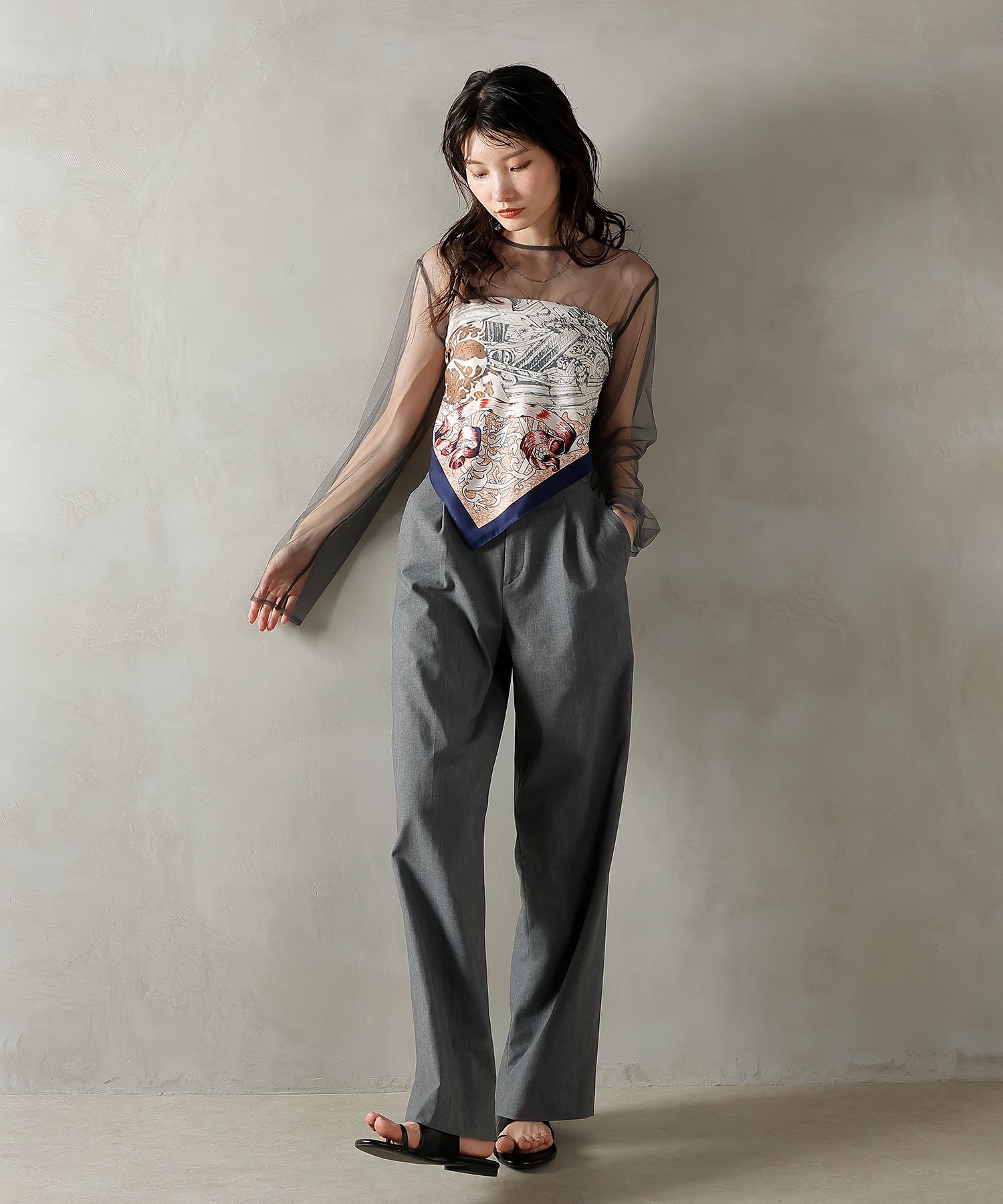 チュール フリル ベスト シアー トップス ワンピース 3点セット