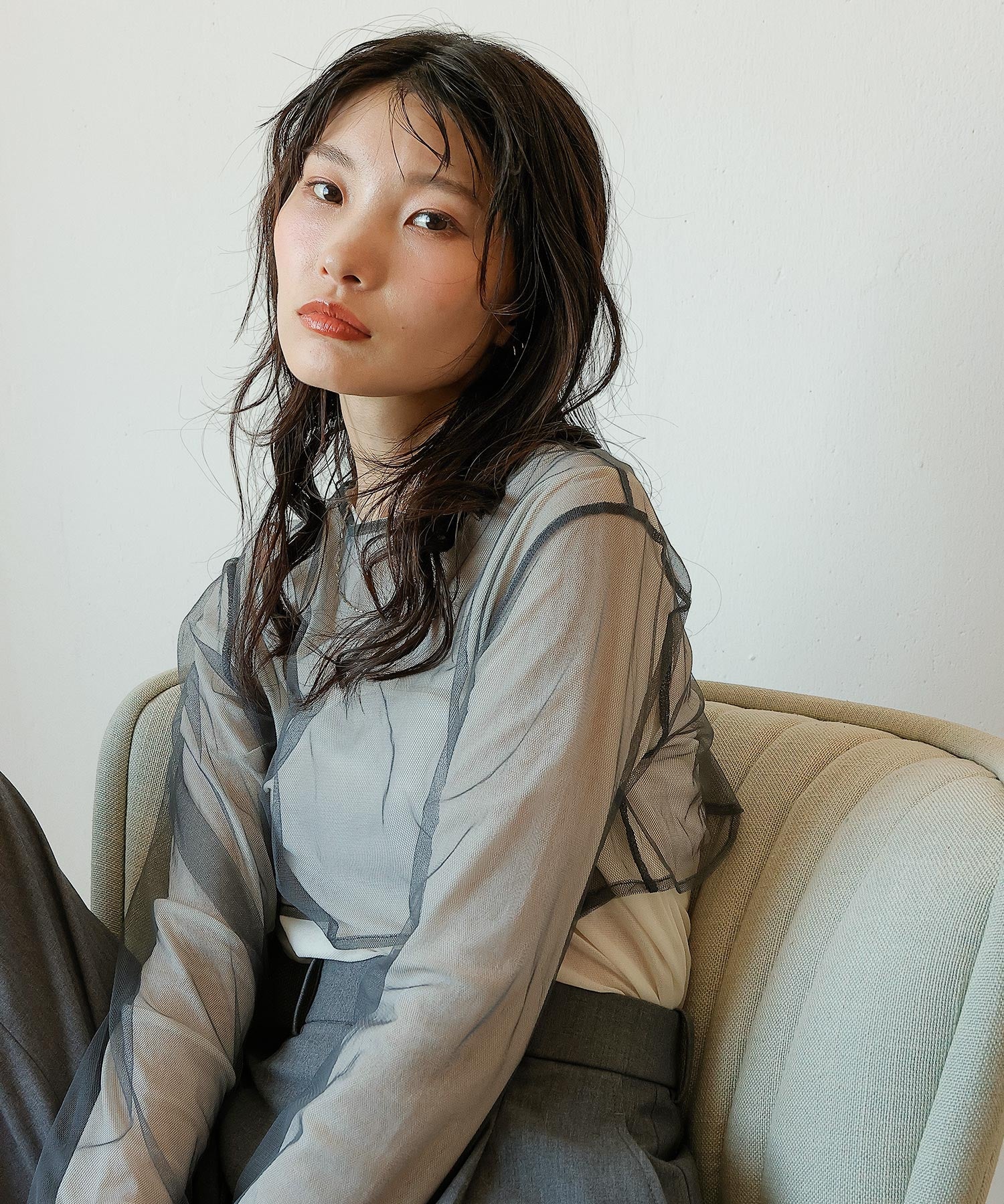 チュール フリル ベスト シアー トップス ワンピース 3点セット