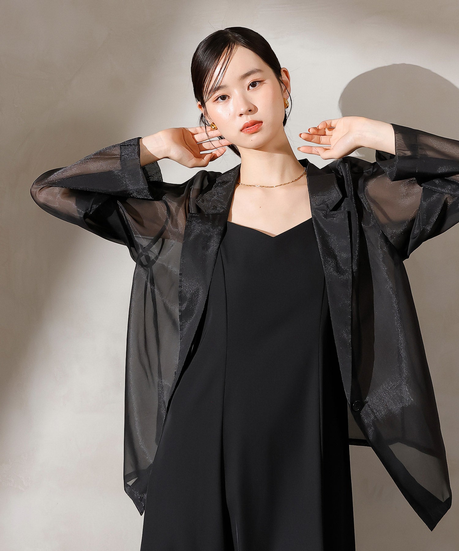 裾フリルキャミワンピース シアージャケット 2点セット ドレス