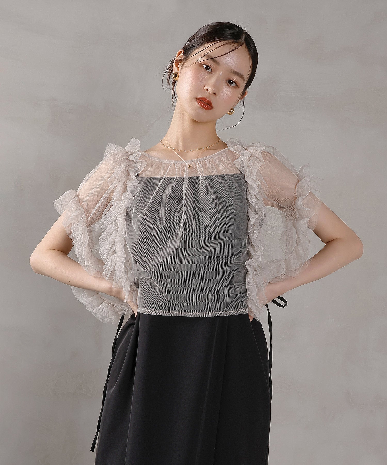 チュール リボン ボレロ キャミワンピース 2点セット ドレス