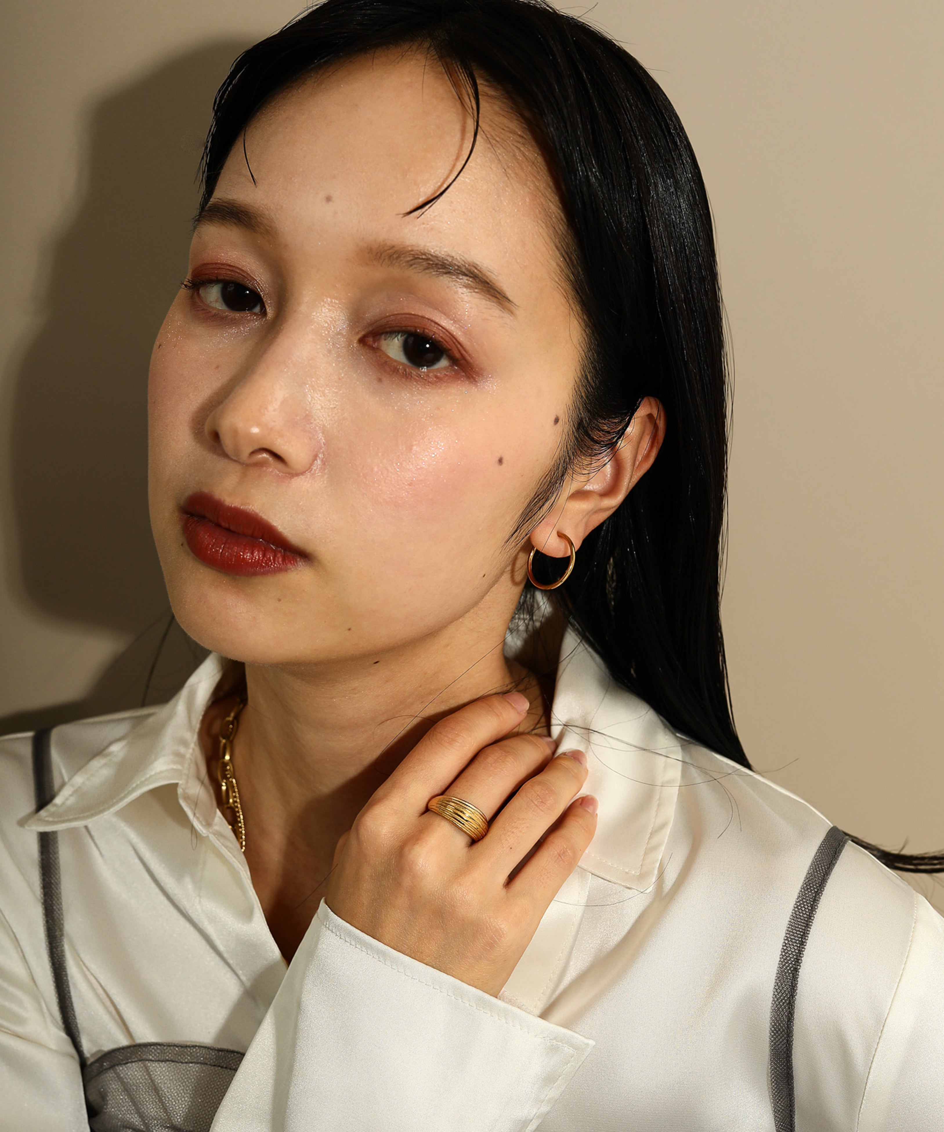 大きめ 細め フープ サージカル イヤリング