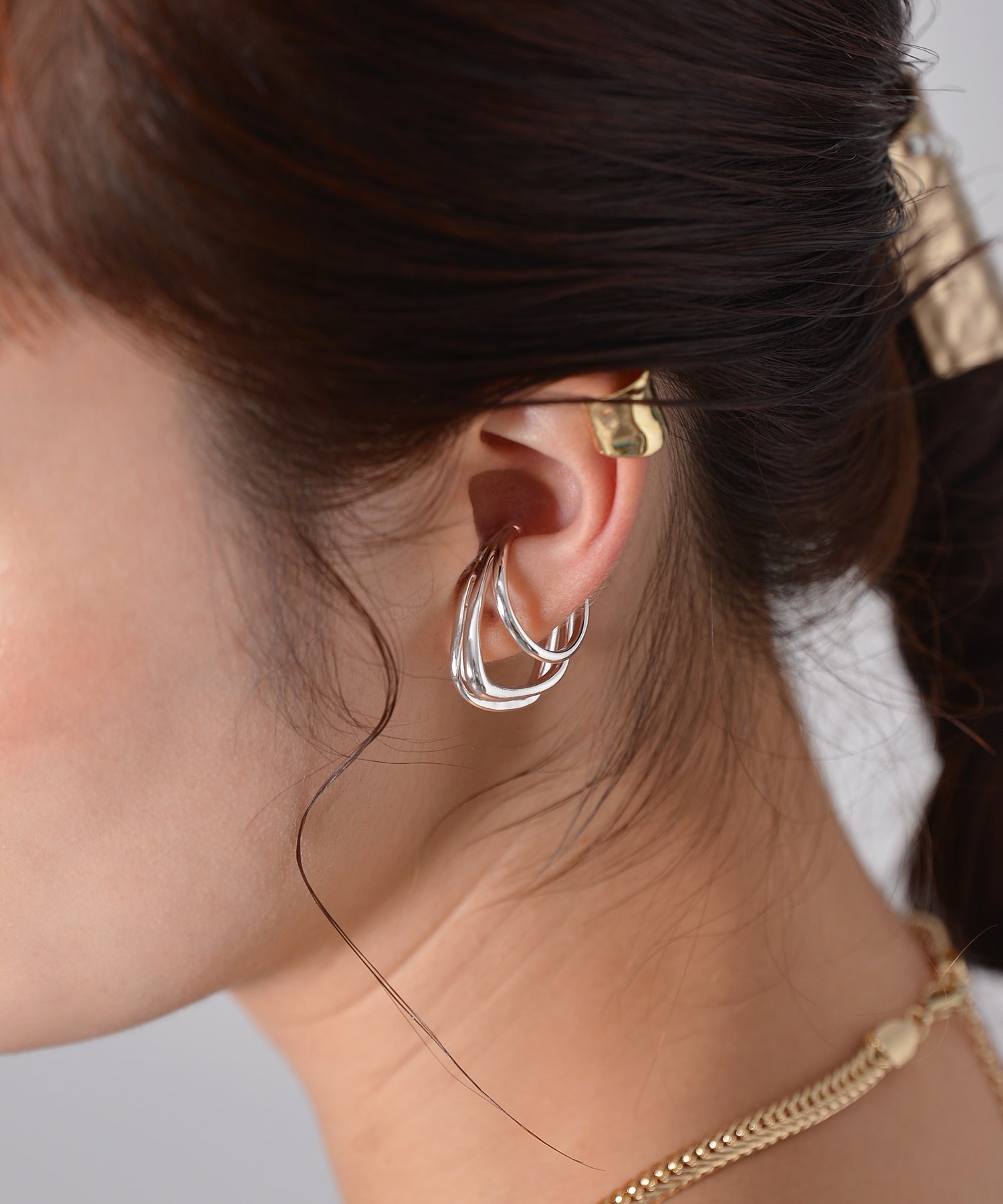 サージカルステンレス 立体 リング イヤーカフ