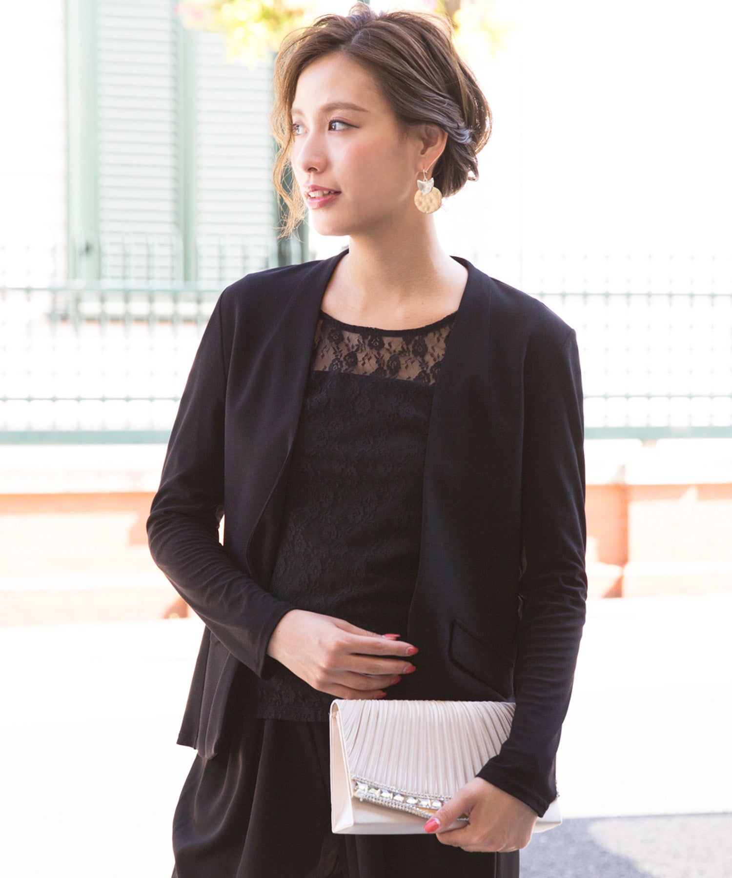 ノーカラー ジャケット