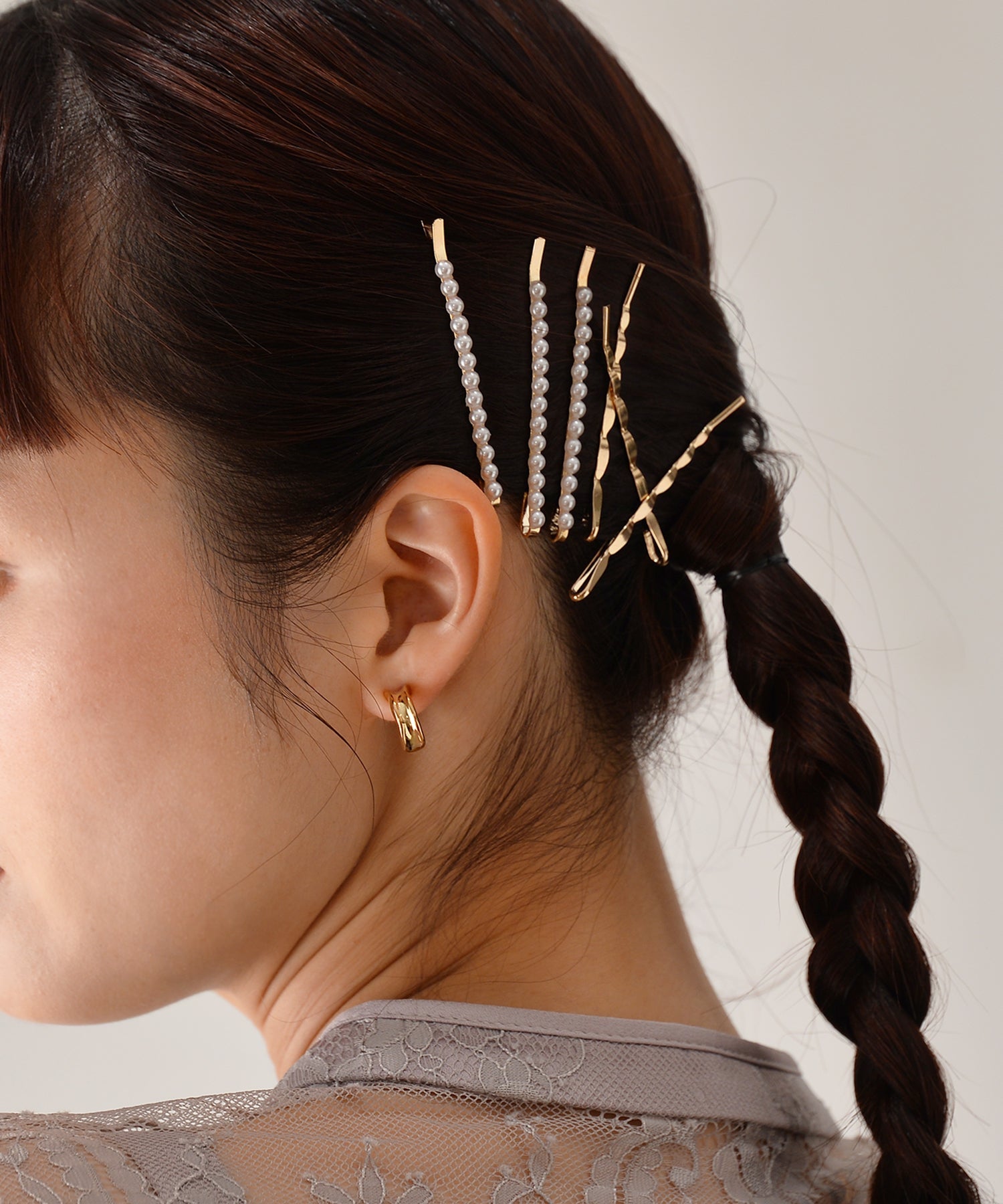 パール ウェーブ メタル ヘアピン 6本セット