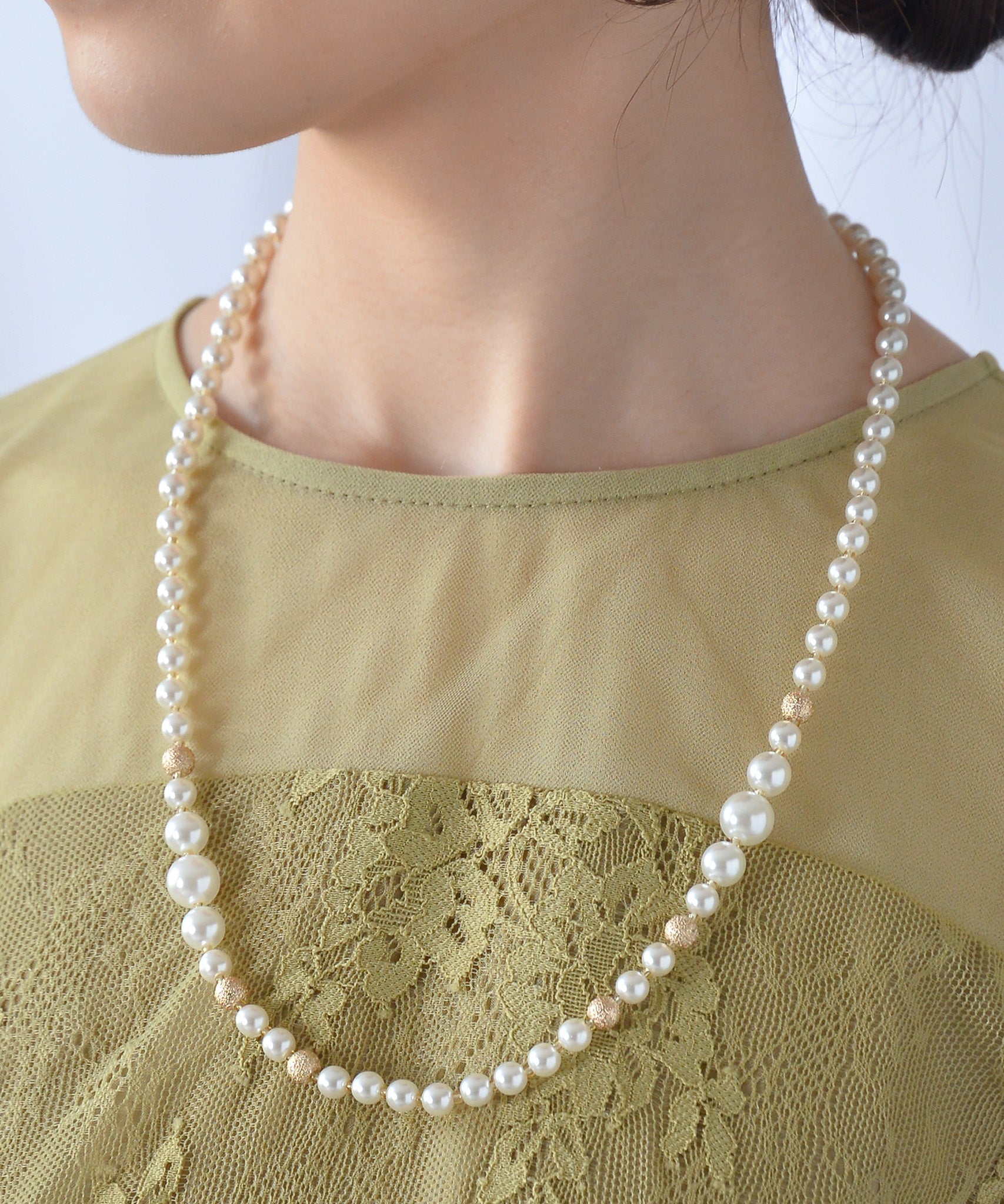 パール ミックスデザイン ロング ネックレス