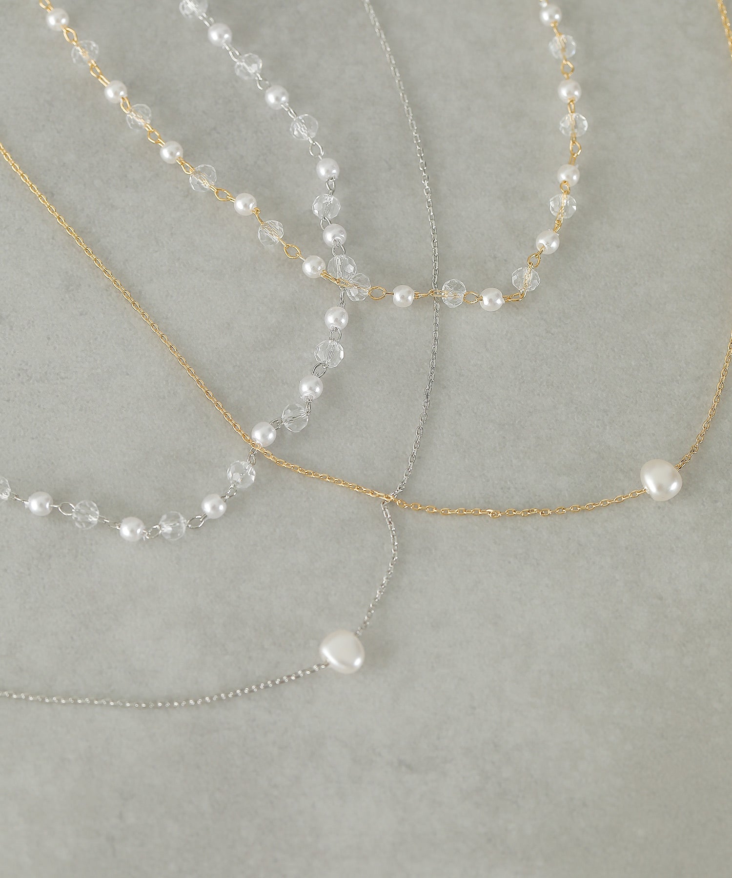 クリアビーズ × ワントップパール２連 ネックレス パーティー 結婚式 お呼ばれ オケージョン