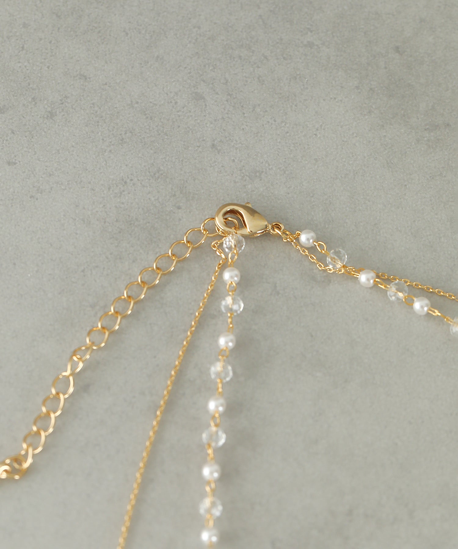 クリアビーズ × ワントップパール２連 ネックレス パーティー 結婚式 お呼ばれ オケージョン