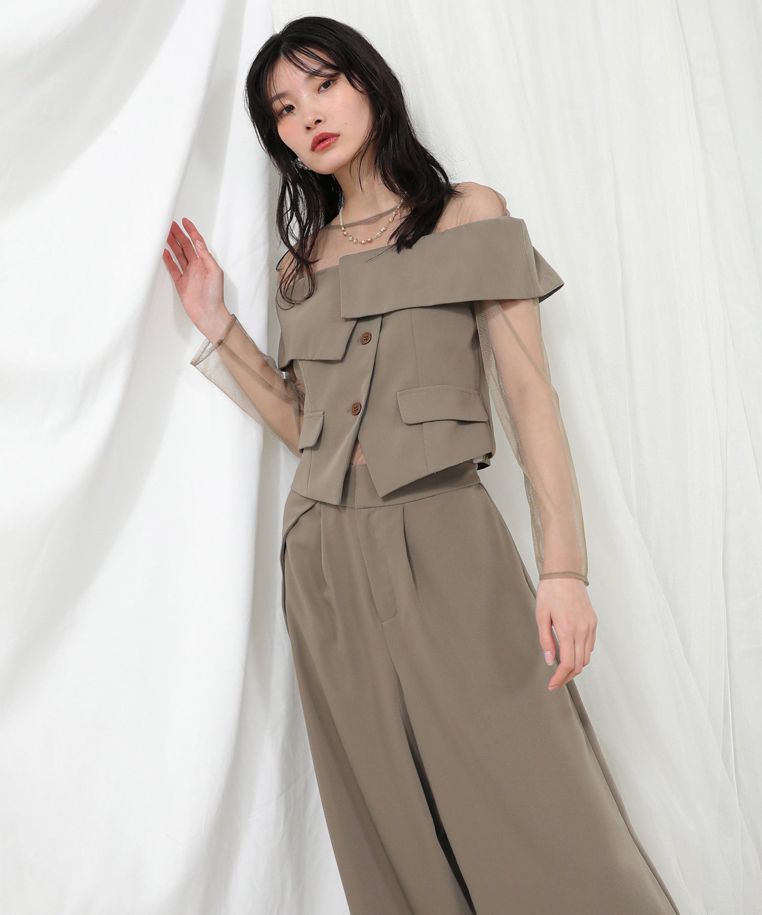 チュールトップス ビスチェ パンツ 3点 セットアップ