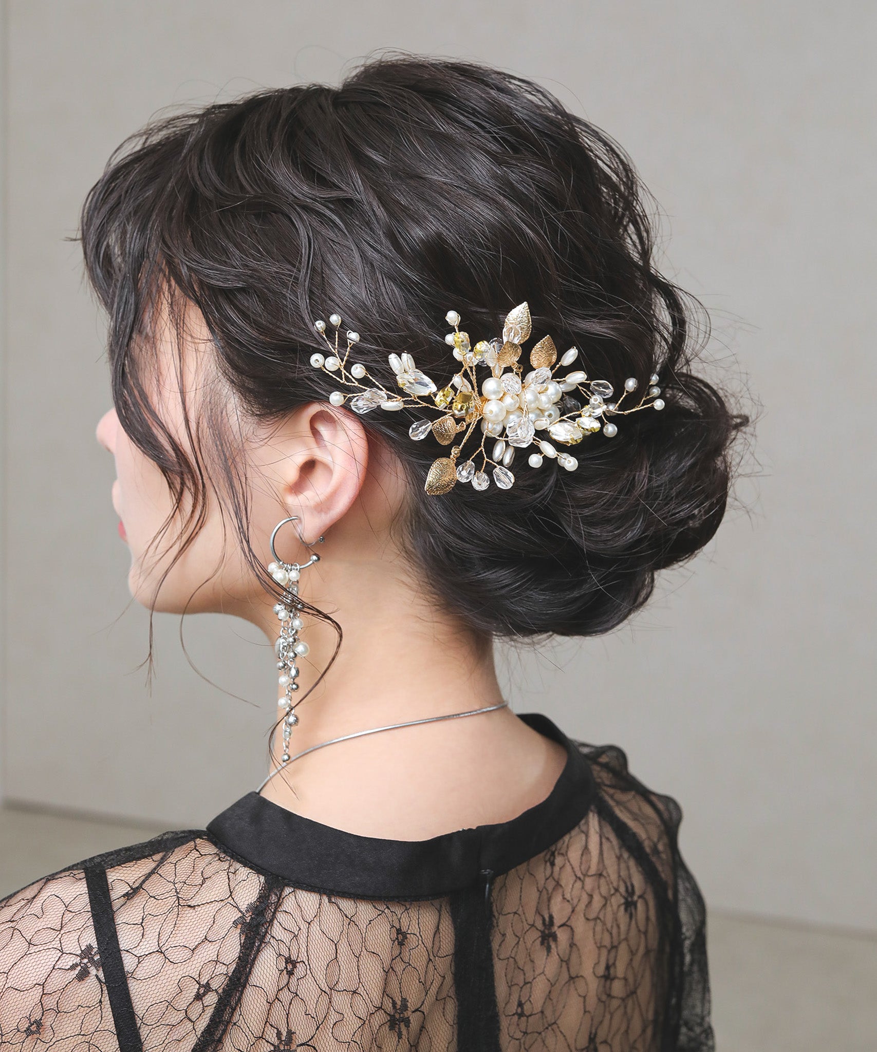 フラワー リーフ モチーフ ヘアクリップ ヘッドドレス