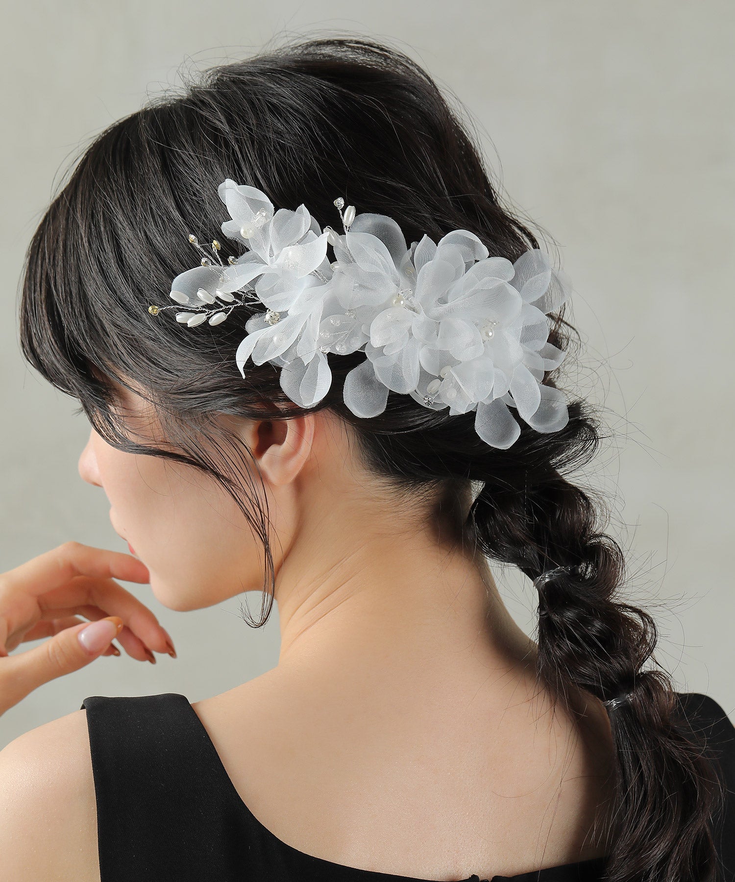 エレガント チュールフラワー ヘッドドレス ヘアクリップ
