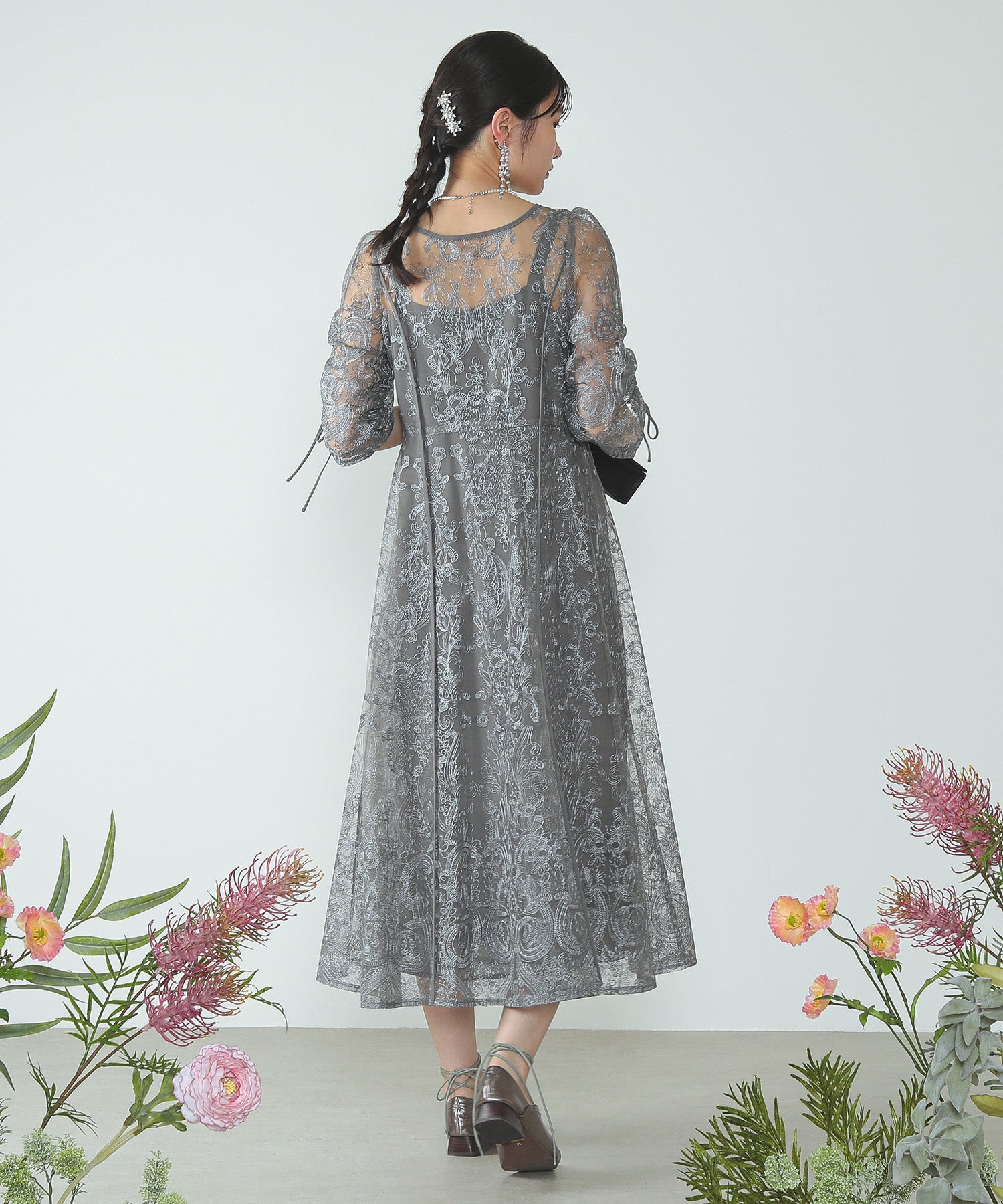 【etoll. 】 刺繍レイヤードドレス刺繍ドレス