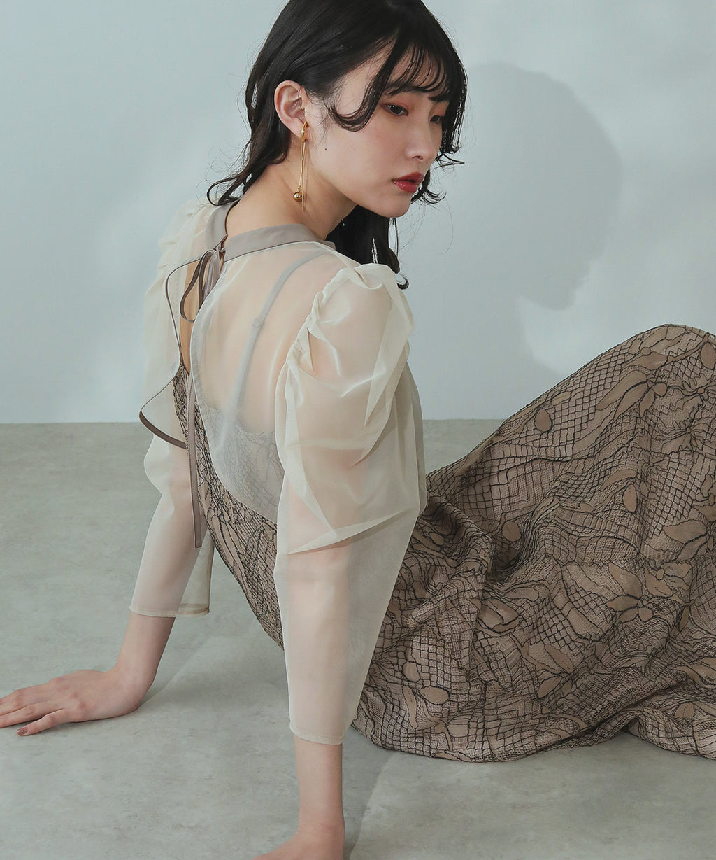 チュールボレロ ざっくりレース 3way フレア キャミワンピース 結婚式 