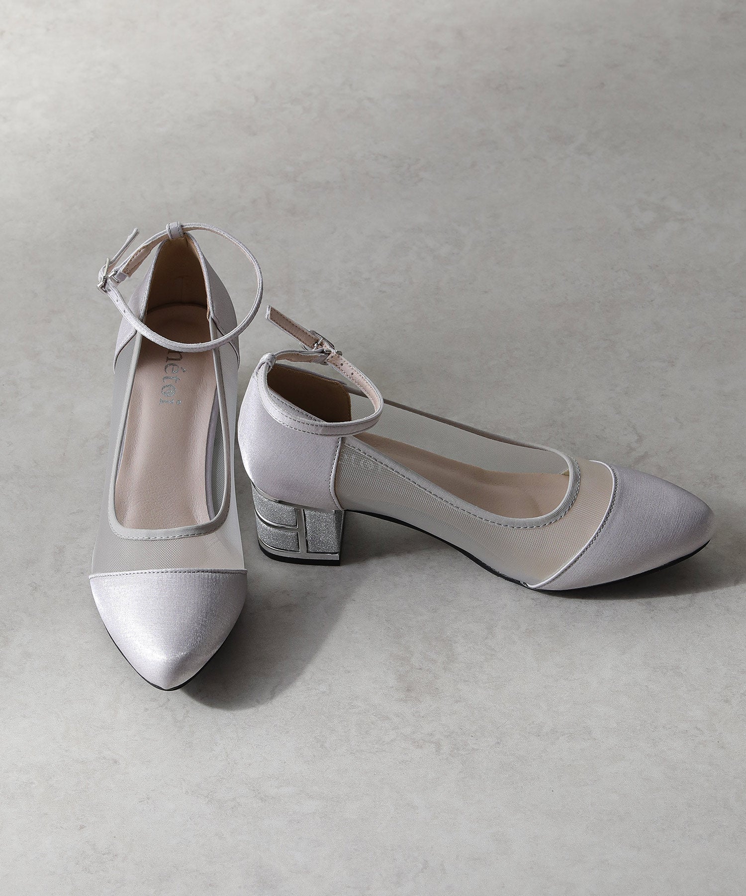 ラメ×シアー グリッター チャンキーヒール パンプス 結婚式 オケージョン