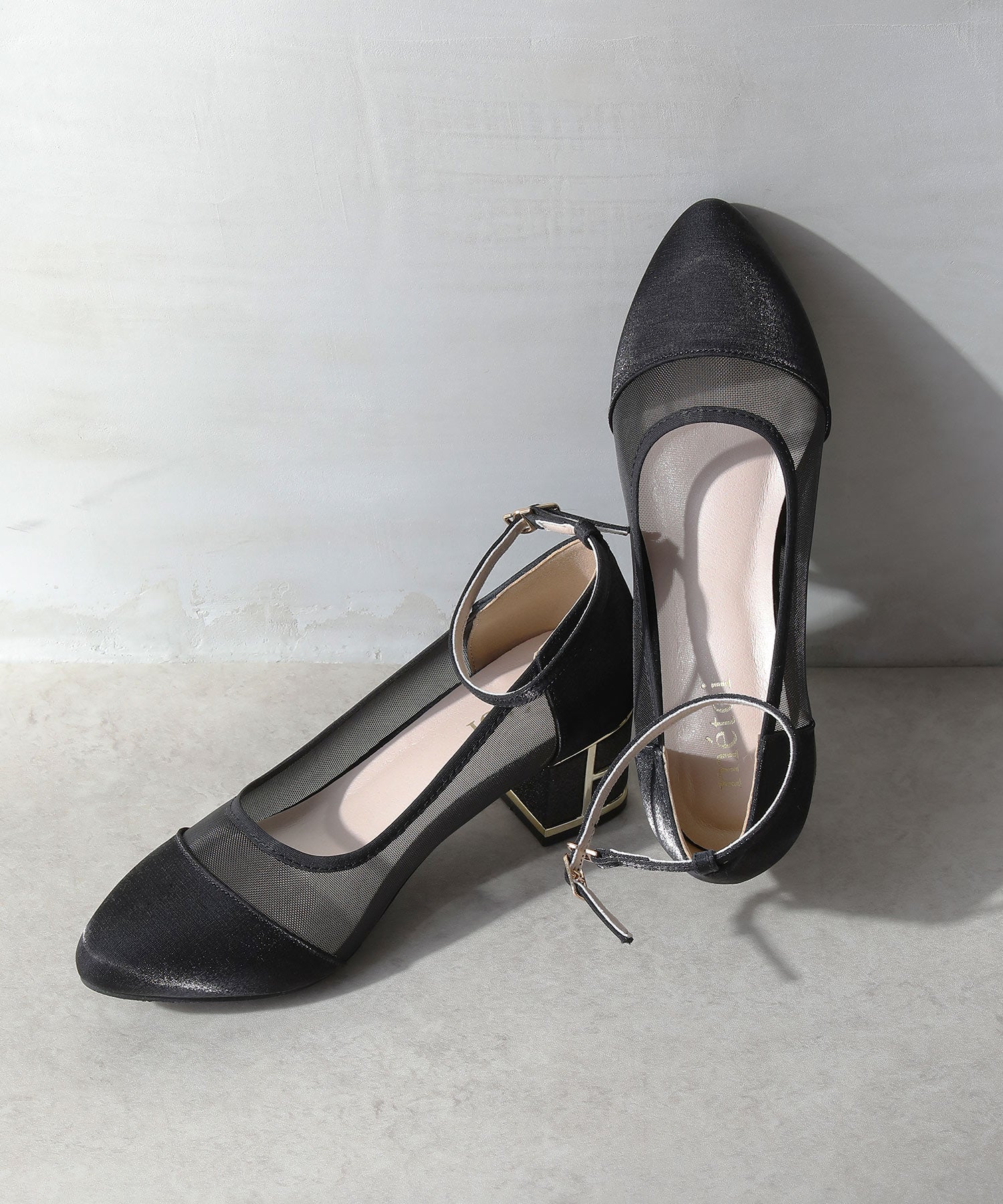 ラメ×シアー グリッター チャンキーヒール パンプス 結婚式 オケージョン