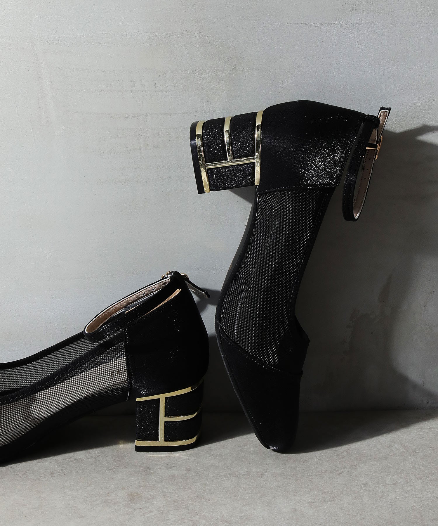 ラメ×シアー グリッター チャンキーヒール パンプス 結婚式 オケージョン