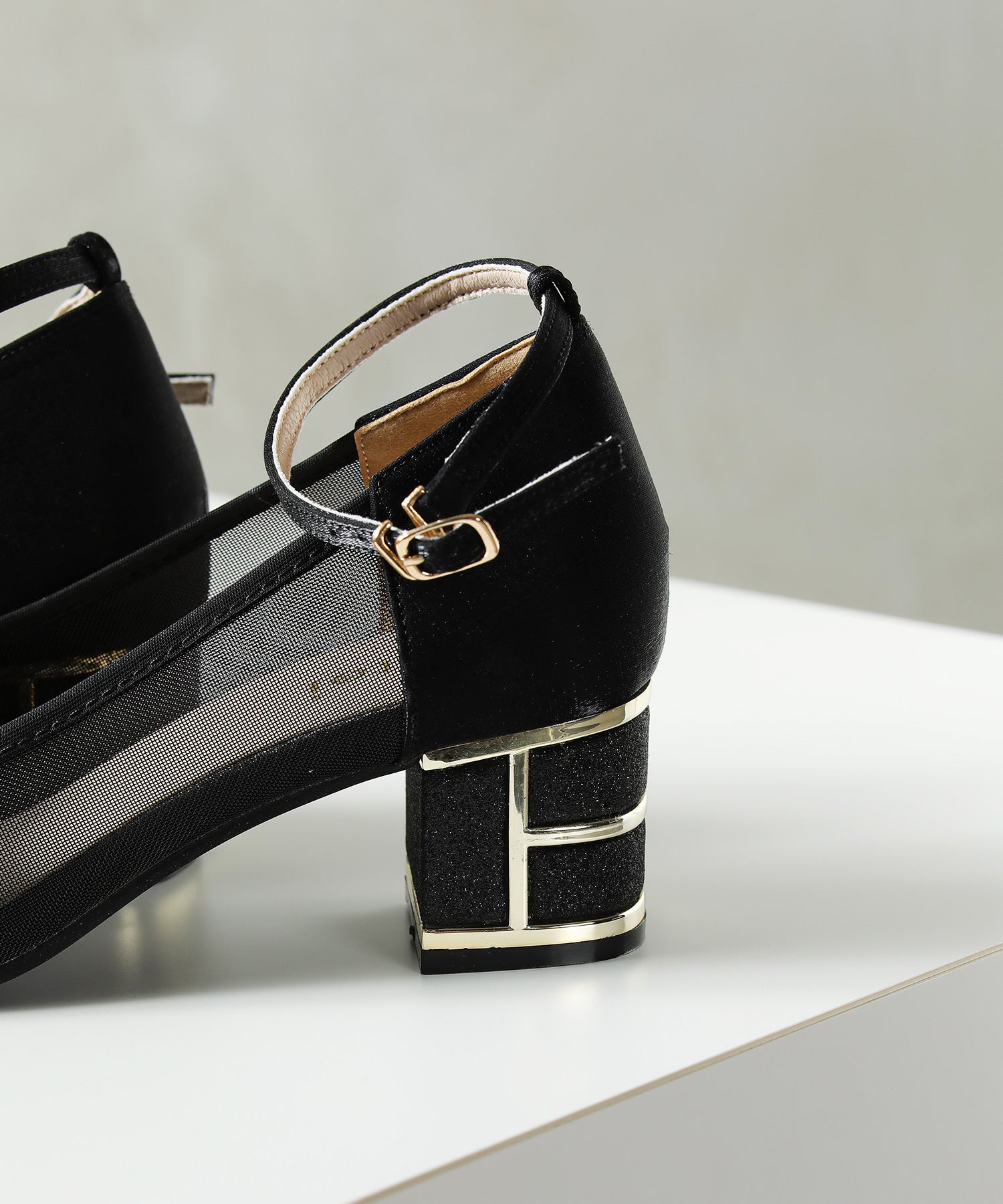 ラメ×シアー グリッター チャンキーヒール パンプス 結婚式 オケージョン