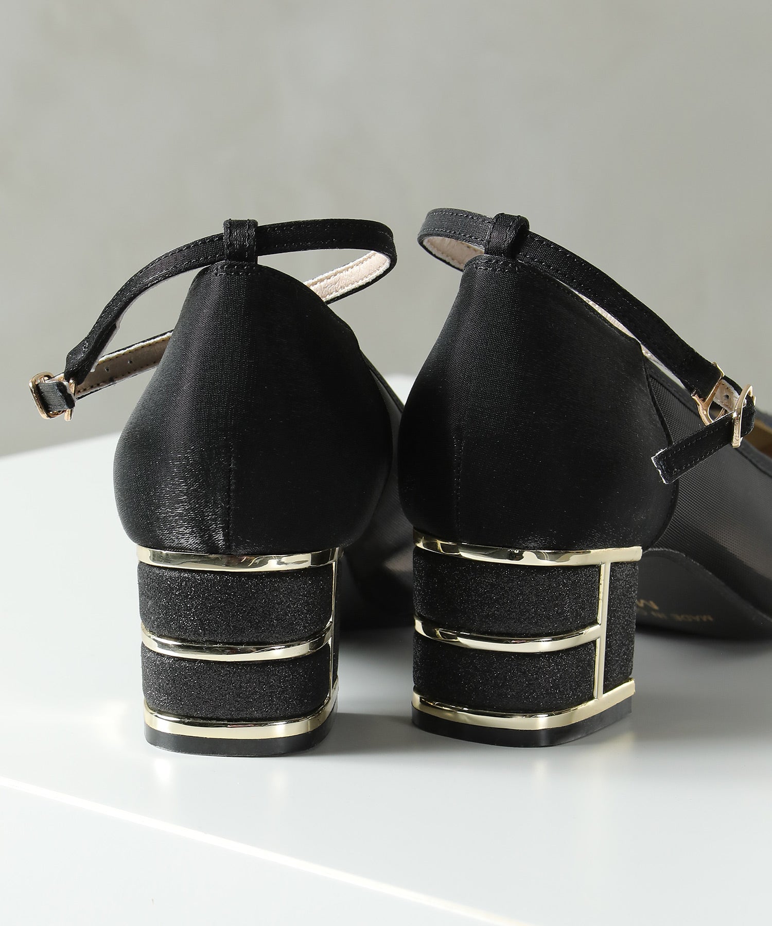 ラメ×シアー グリッター チャンキーヒール パンプス 結婚式 オケージョン