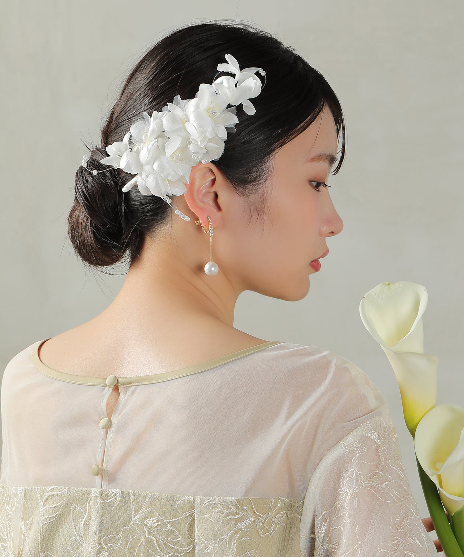 フラワー パール ヘアクリップ