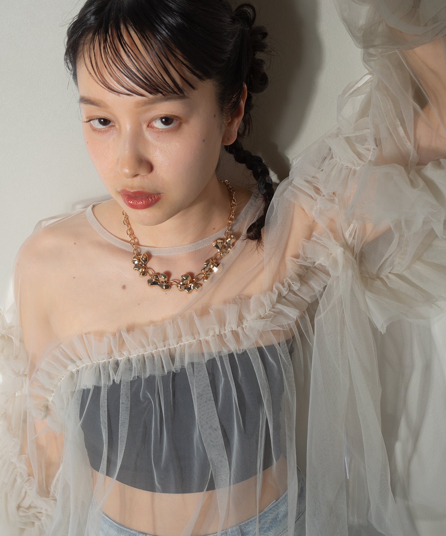 ニュアンス モチーフ オーバルチェーン ネックレス