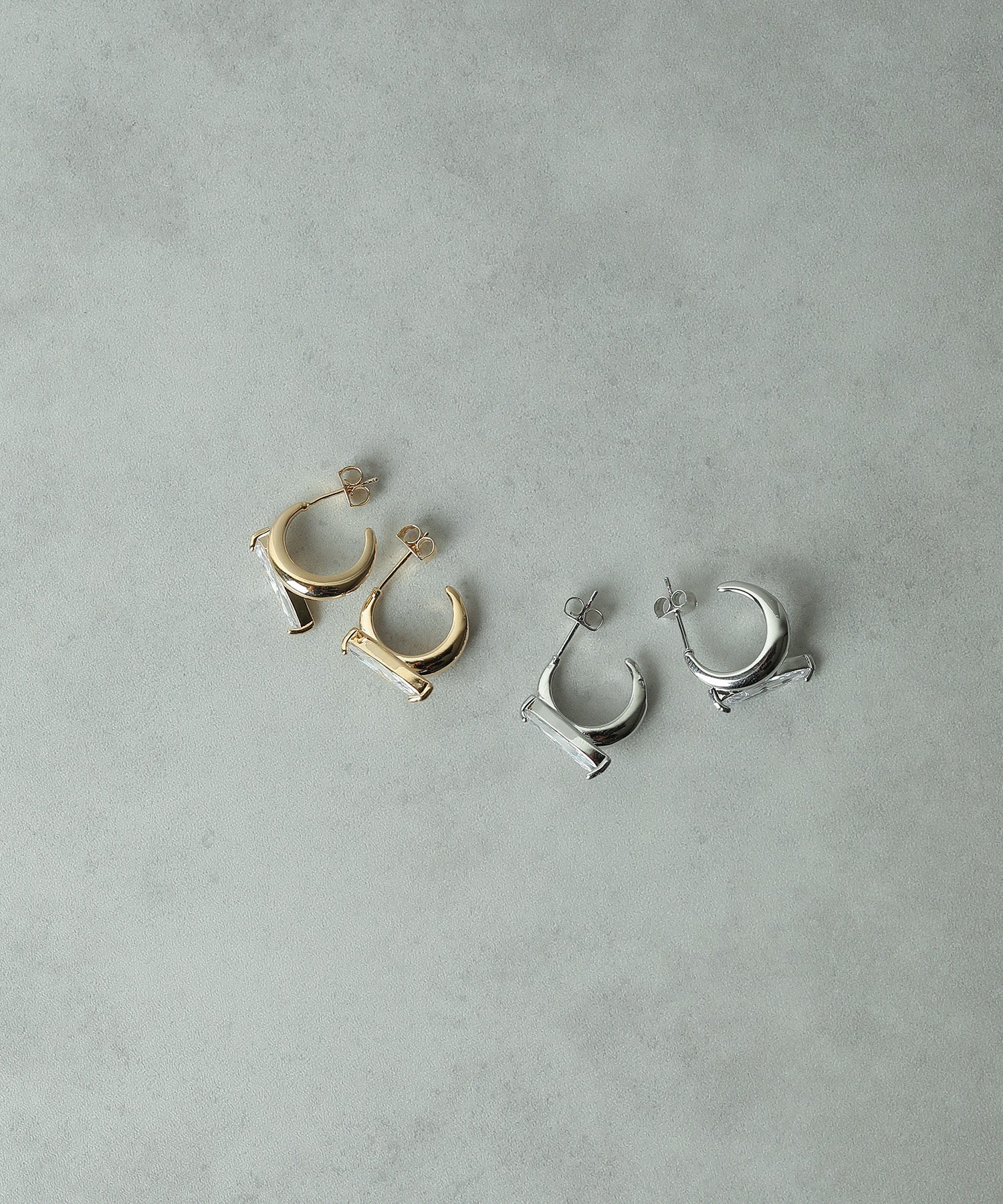 一粒 ビジュー ハーフフープピアス 結婚式 お呼ばれ パーティー オケージョン