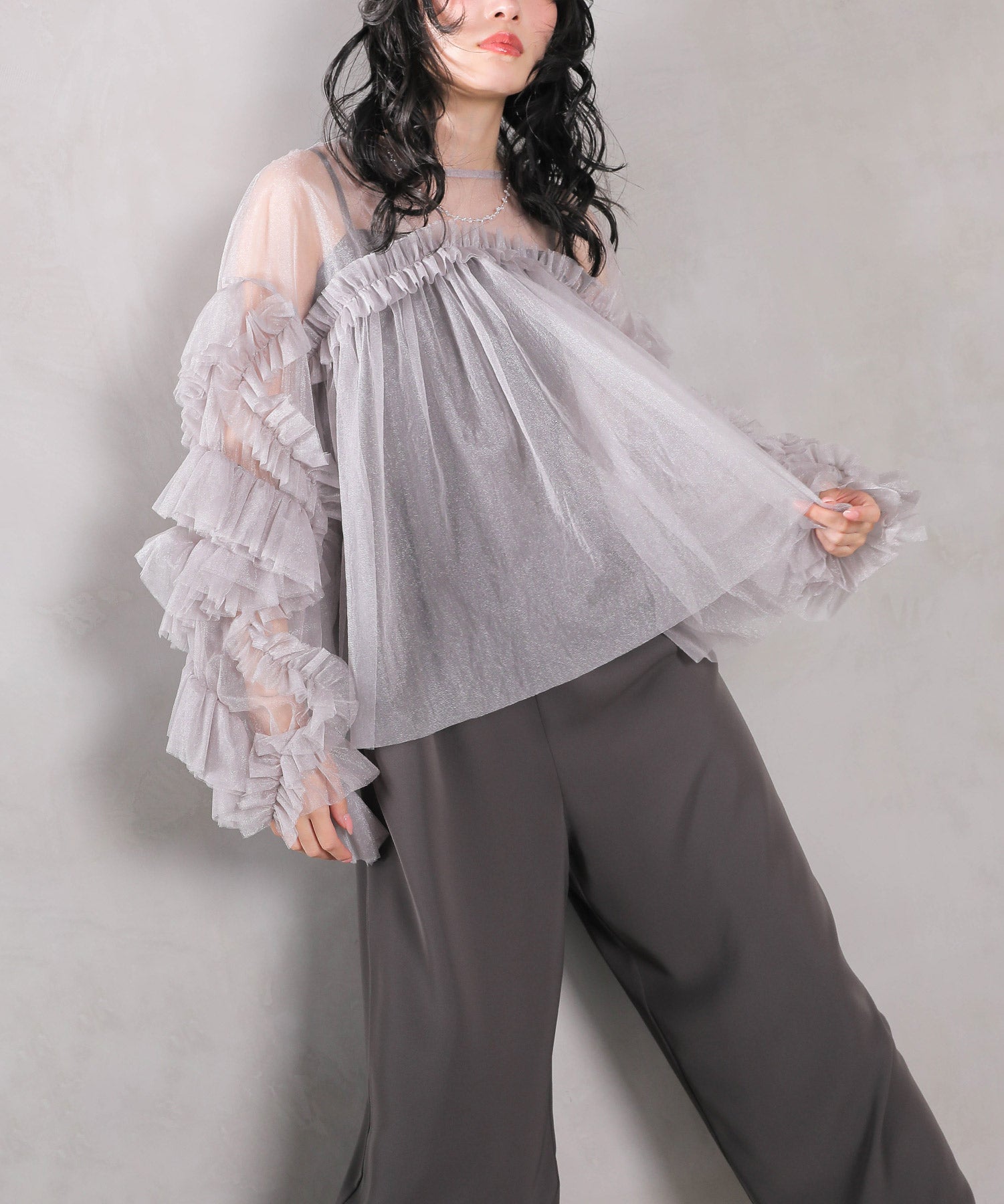 デコラティブチュールトップス / 結婚式 二次会 同窓会 成人式 ディナー お呼ばれワンピース パーティードレス オケージョンドレス