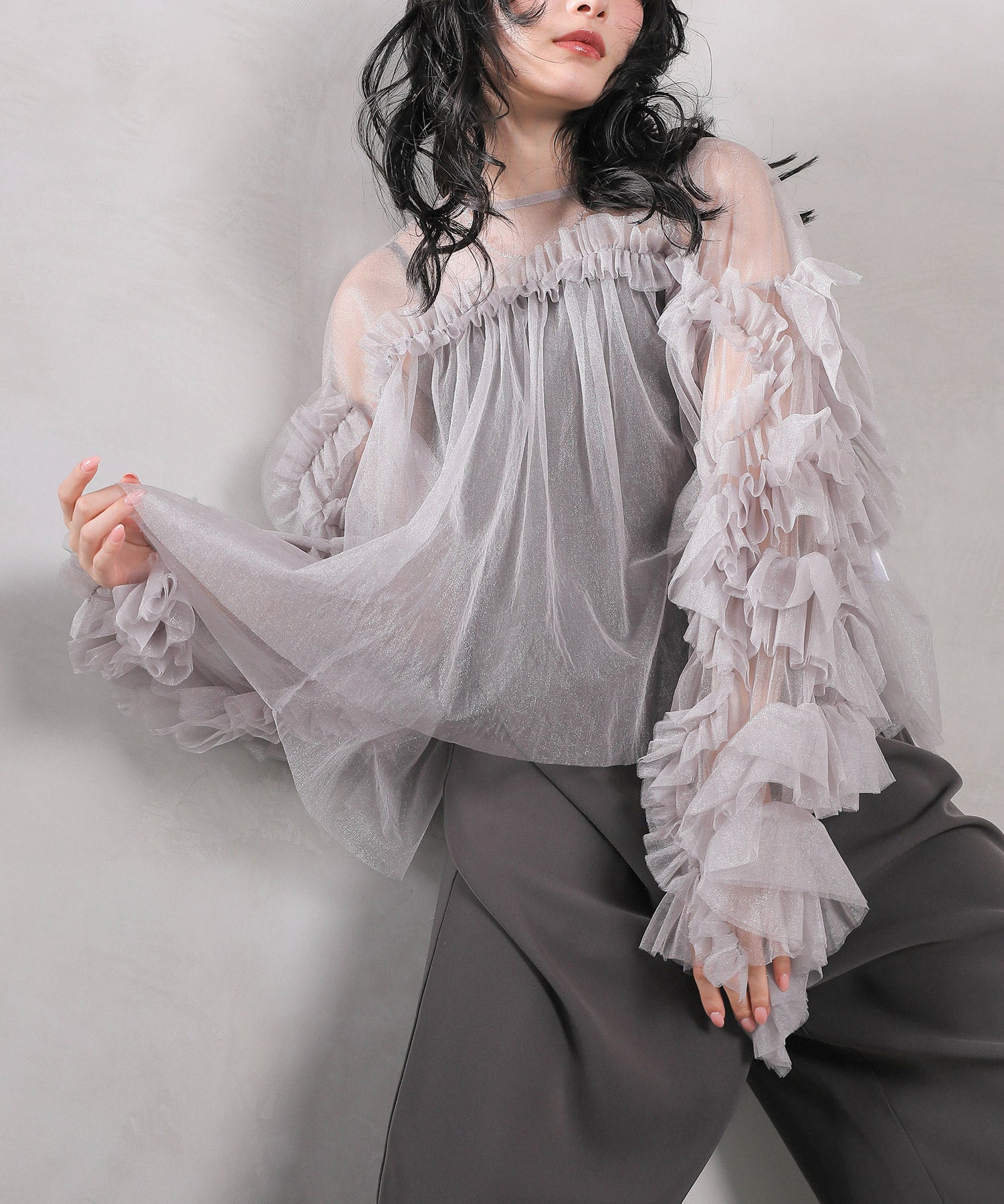 デコラティブチュールトップス / 結婚式 二次会 同窓会 成人式 ディナー お呼ばれワンピース パーティードレス オケージョンドレス