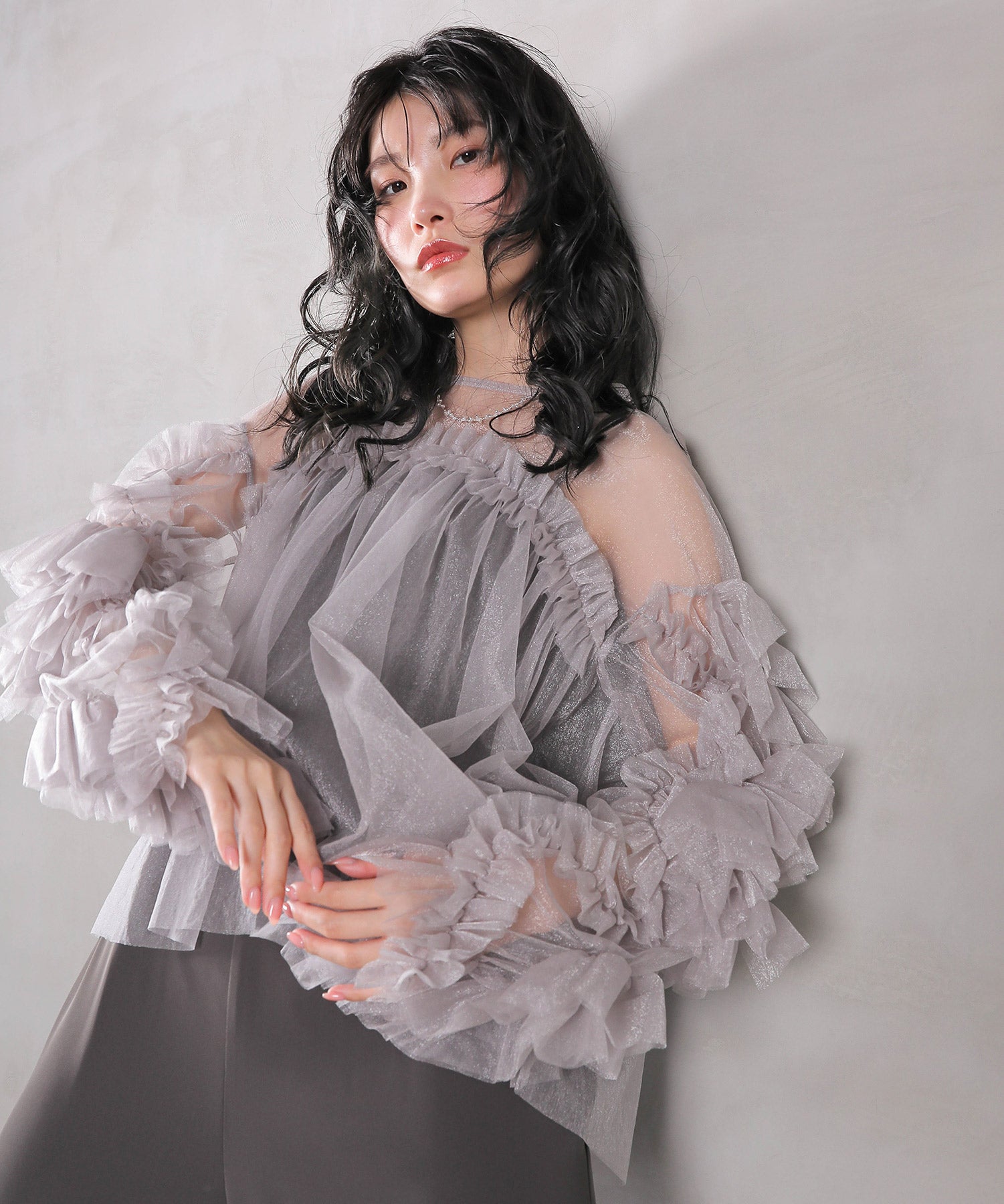 デコラティブチュールトップス / 結婚式 二次会 同窓会 成人式 ディナー お呼ばれワンピース パーティードレス オケージョンドレス