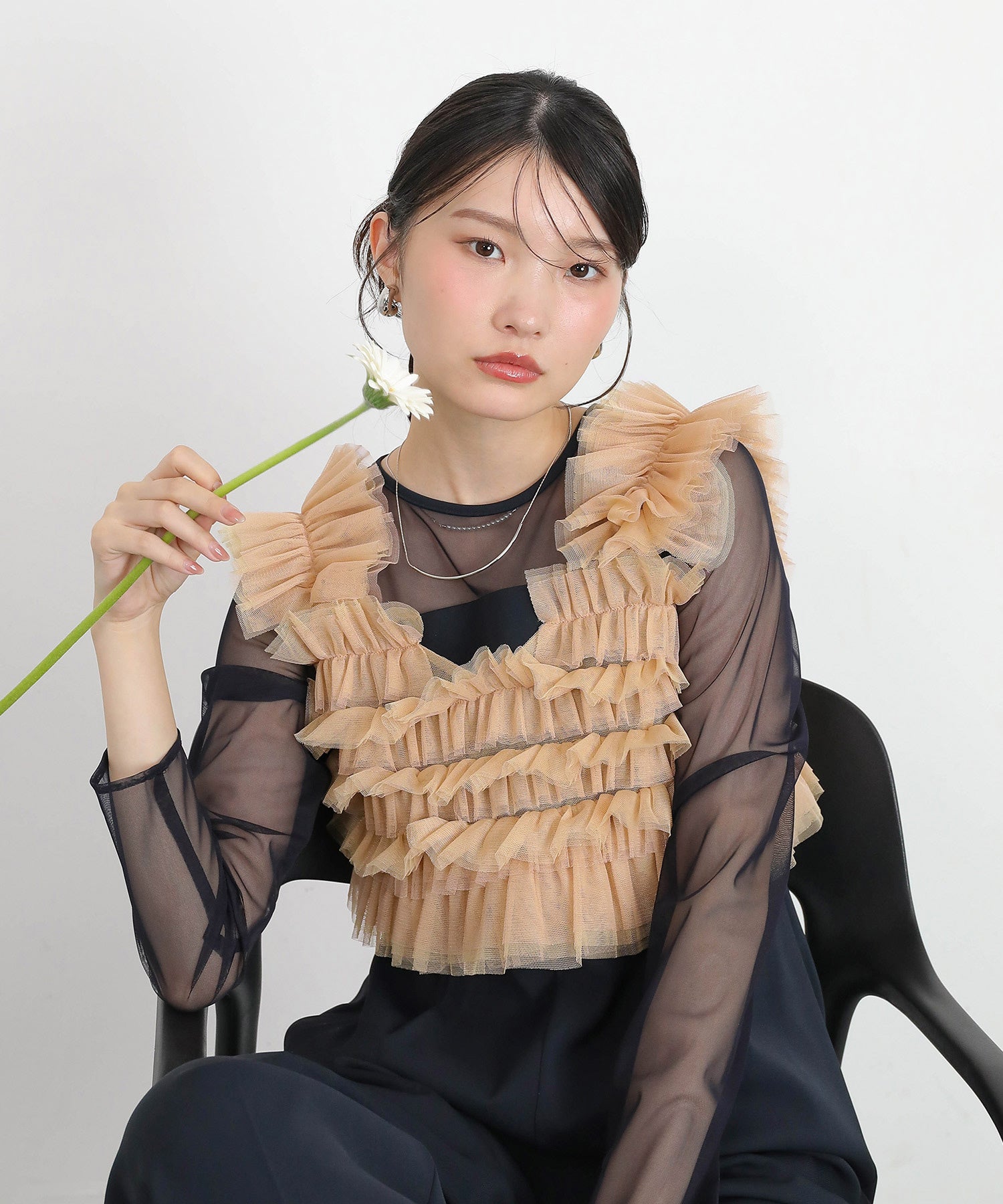 チュールビスチェ ワイドパンツ オールインワン ドレス 2点セット