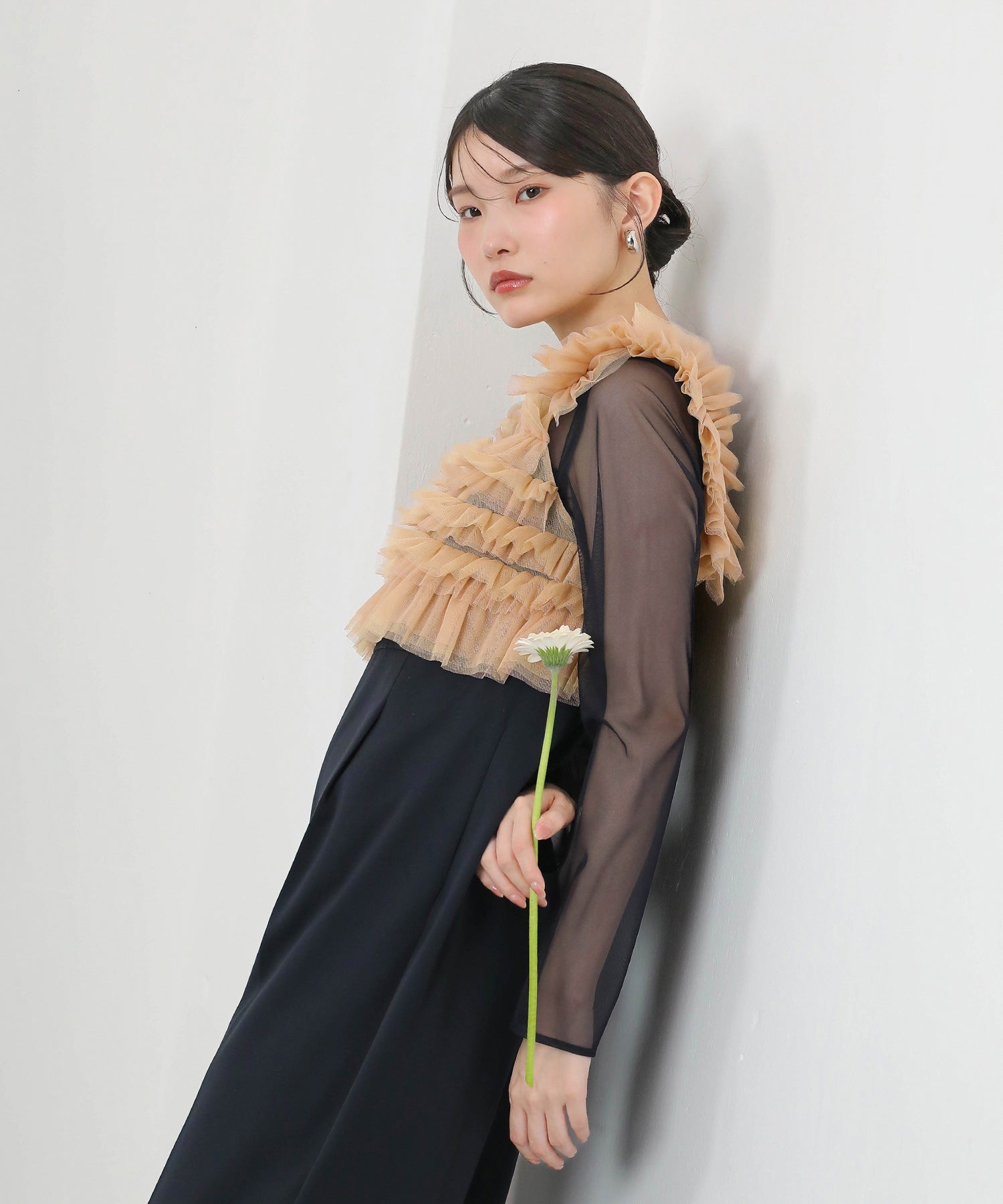 チュールビスチェ ワイドパンツ オールインワン ドレス 2点セット