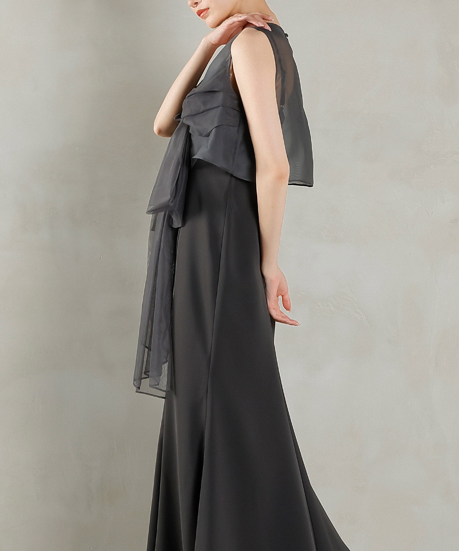 リボン チュール トップス Aライン ワンピース ドレス 2点セット