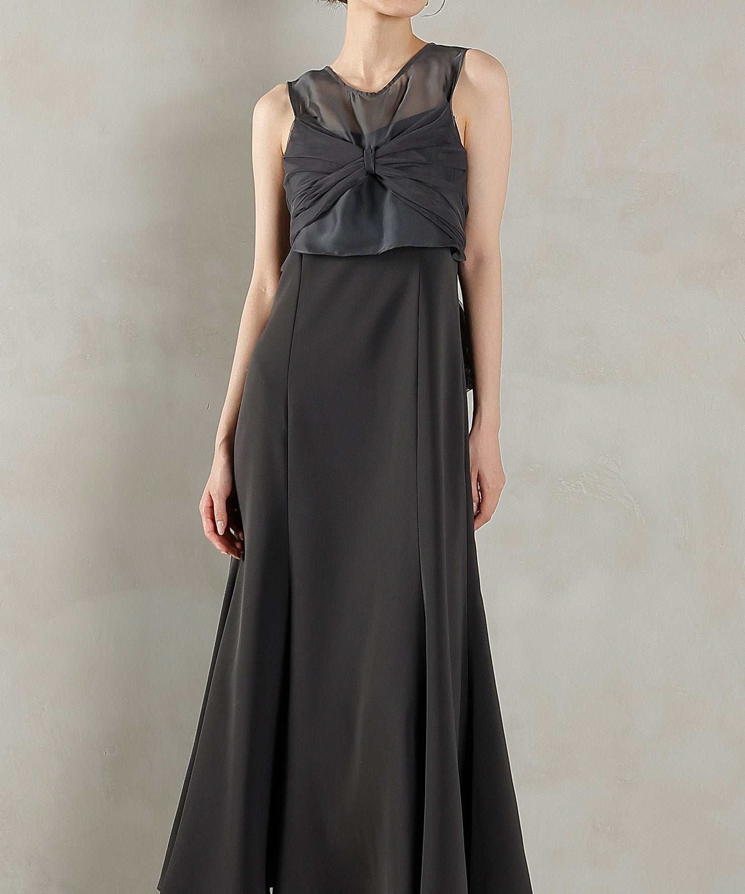 リボン チュール トップス Aライン ワンピース ドレス 2点セット