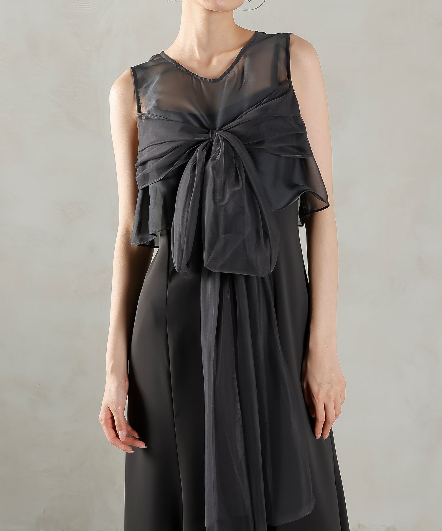 リボン チュール トップス Aライン ワンピース ドレス 2点セット